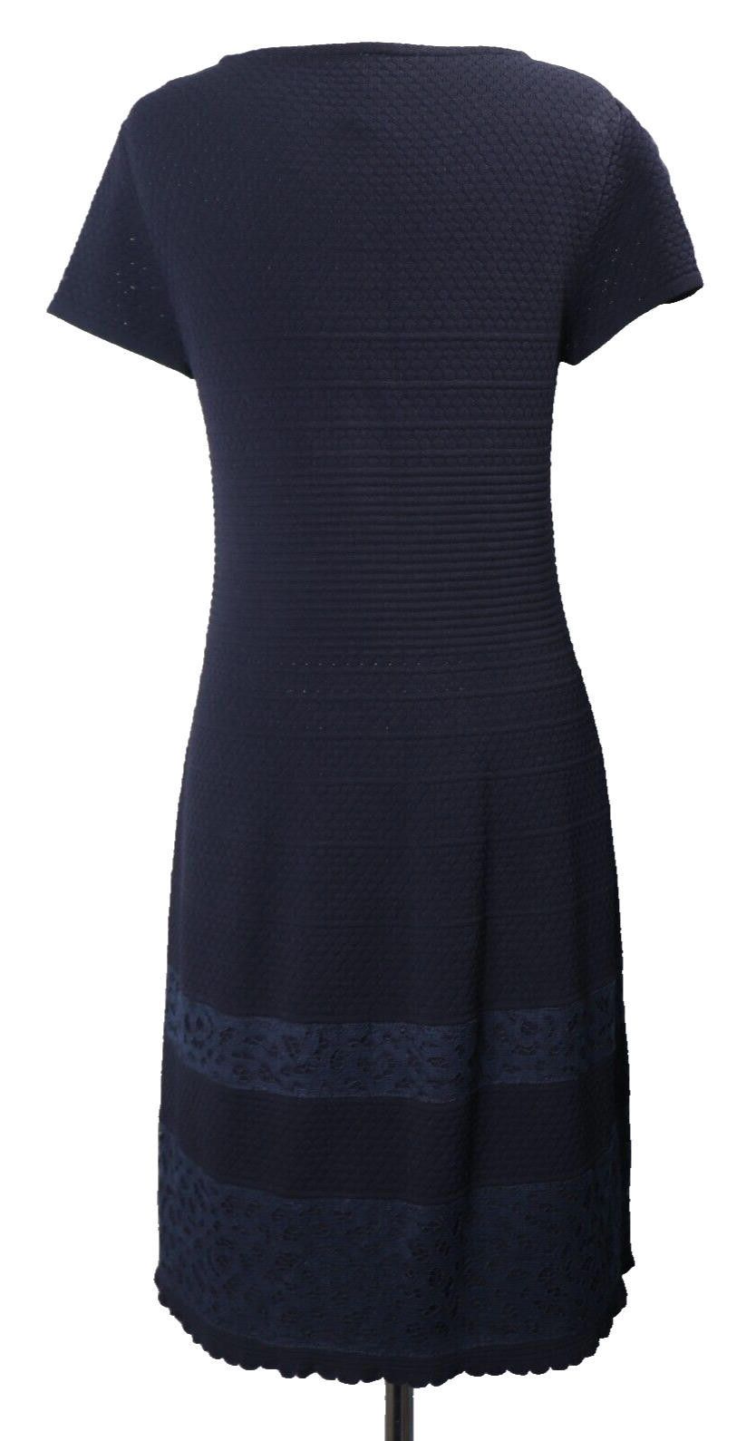 Designer Marc Cain US8 Navy Blue Lace Knit Shift Dress Mini Size M / US 6-8 / IT 42-44 - 11 Thumbnail