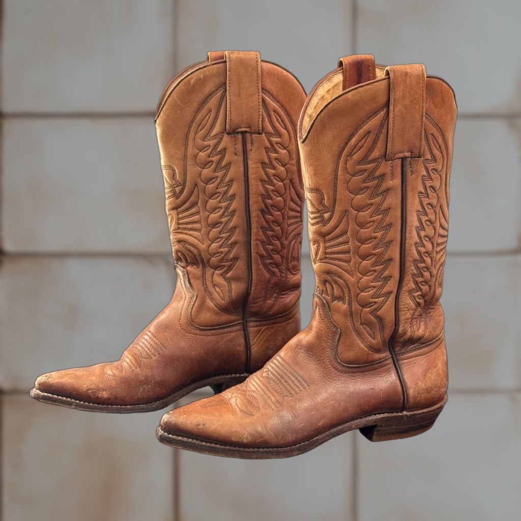 VINTAGE Sendra Leather Boots Women Brown Western Cowgirl Made In Spain Bootie Size 4 US Womens