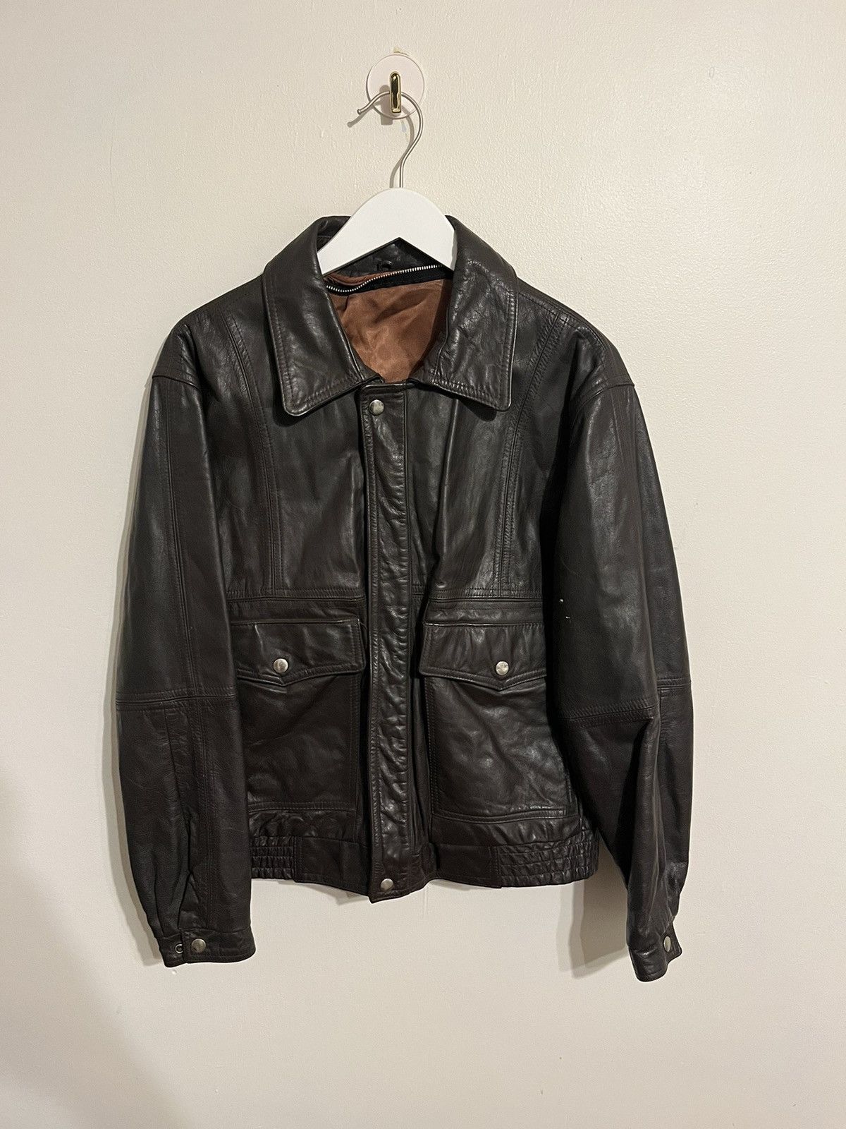 Genuine Leather × Vintage Vintage Genuine Leather 1970s Bomber Jacket 🔥 Size US M / EU 48-50 / 2 - 1 Thumbnail