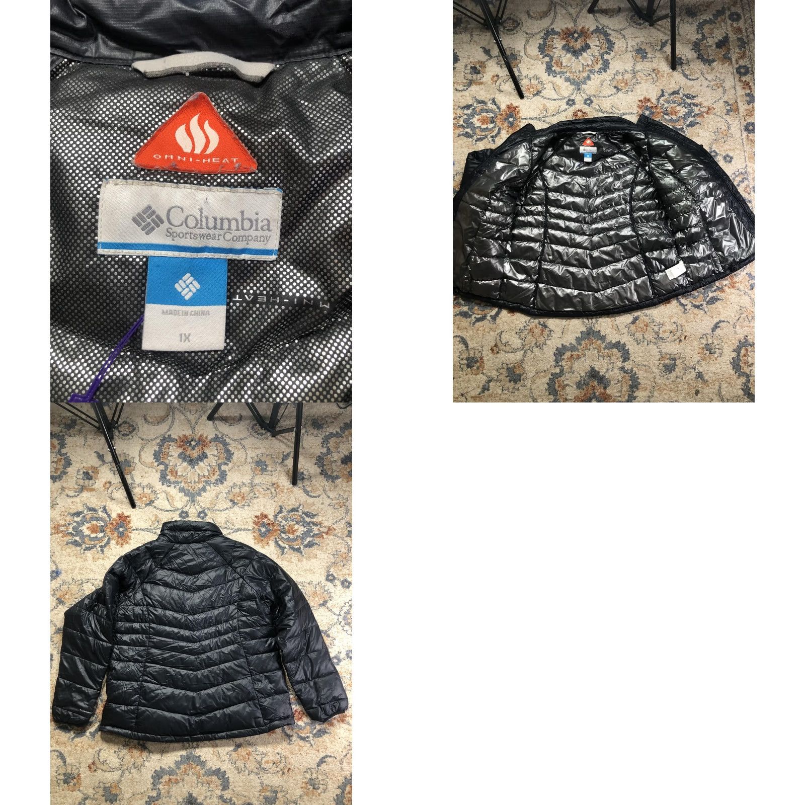 Vintage Columbia Jacket Womens 1X Black Omni-Heat Quilted Puffer Full Zip Outdoor Warm Autumn Winter Short Length Casual Travel Size XL / US 12-14 / IT 48-50 - 8 Thumbnail