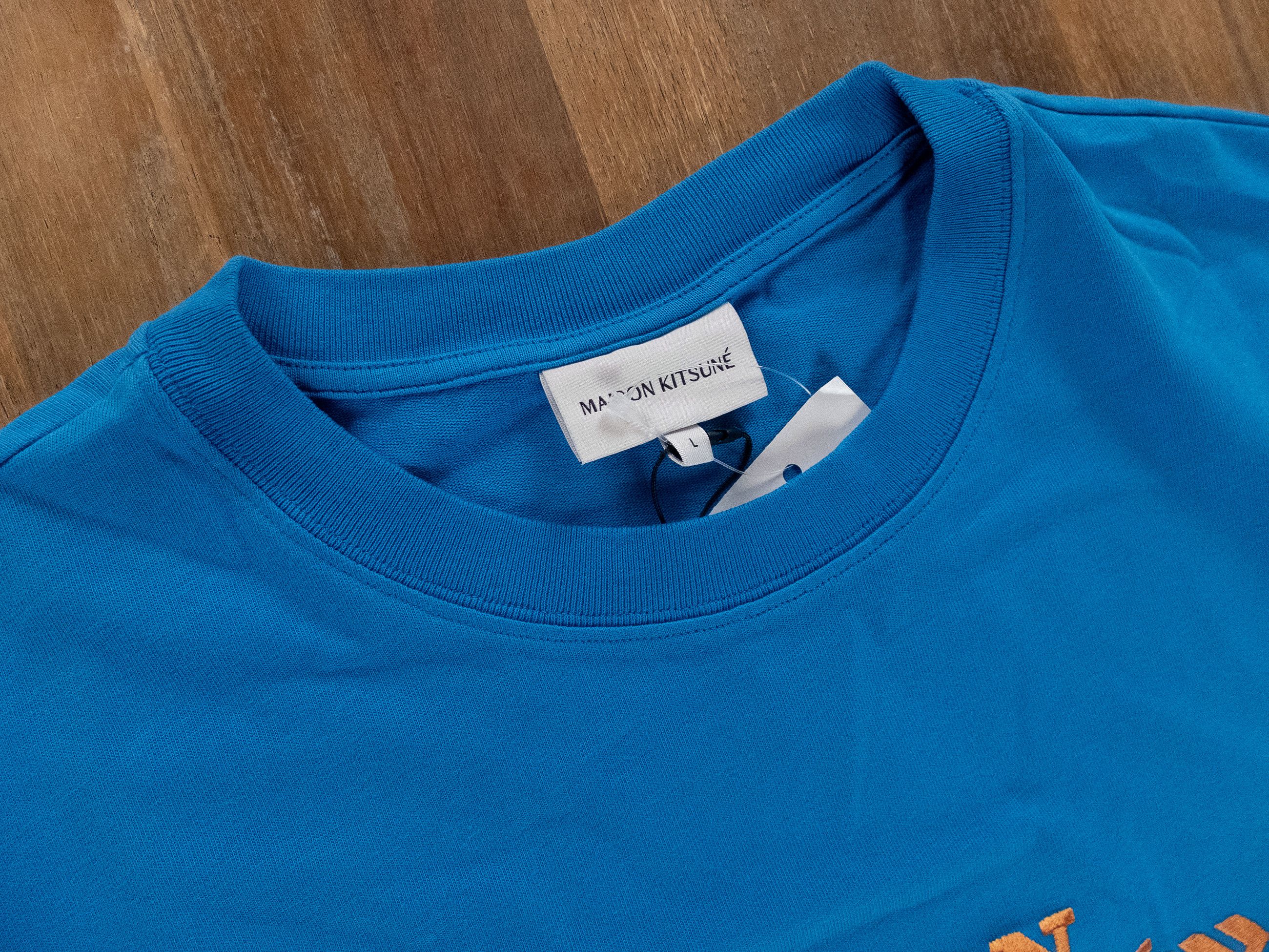 Maison Kitsune MAISON KITSUNE blue Men Go Faster logo embroidered t-shirt q Size US L / EU 52-54 / 3 - 4 Thumbnail