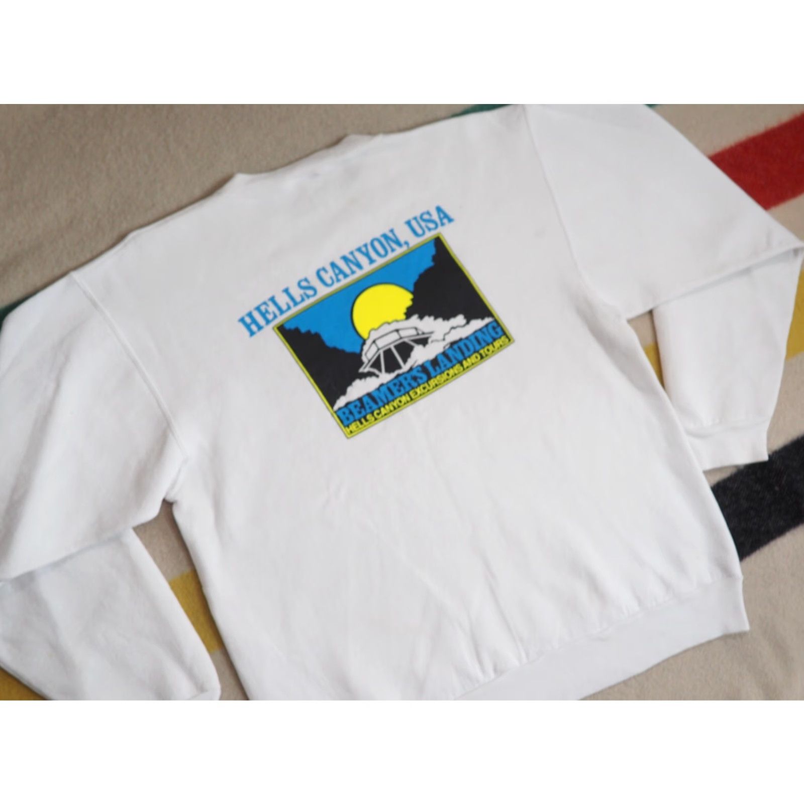 Vintage VINTAGE Oneita HELLS CANYON Idaho Boat River White USA Pullover Sweatshirt L Shirt Unisex Adults 90s Graphic Print Heavyweight content? Size US L / EU 52-54 / 3 - 3 Thumbnail