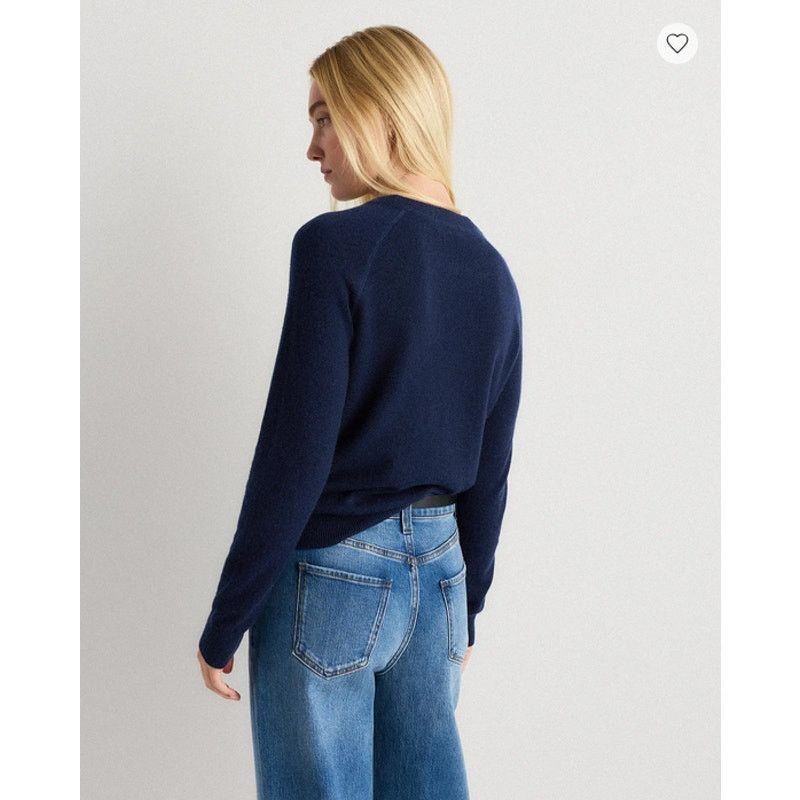 Quince Quince Cashmere Shrunken Sweatshirt True Navy Size S NWT Size S / US 4 / IT 40 - 4 Thumbnail