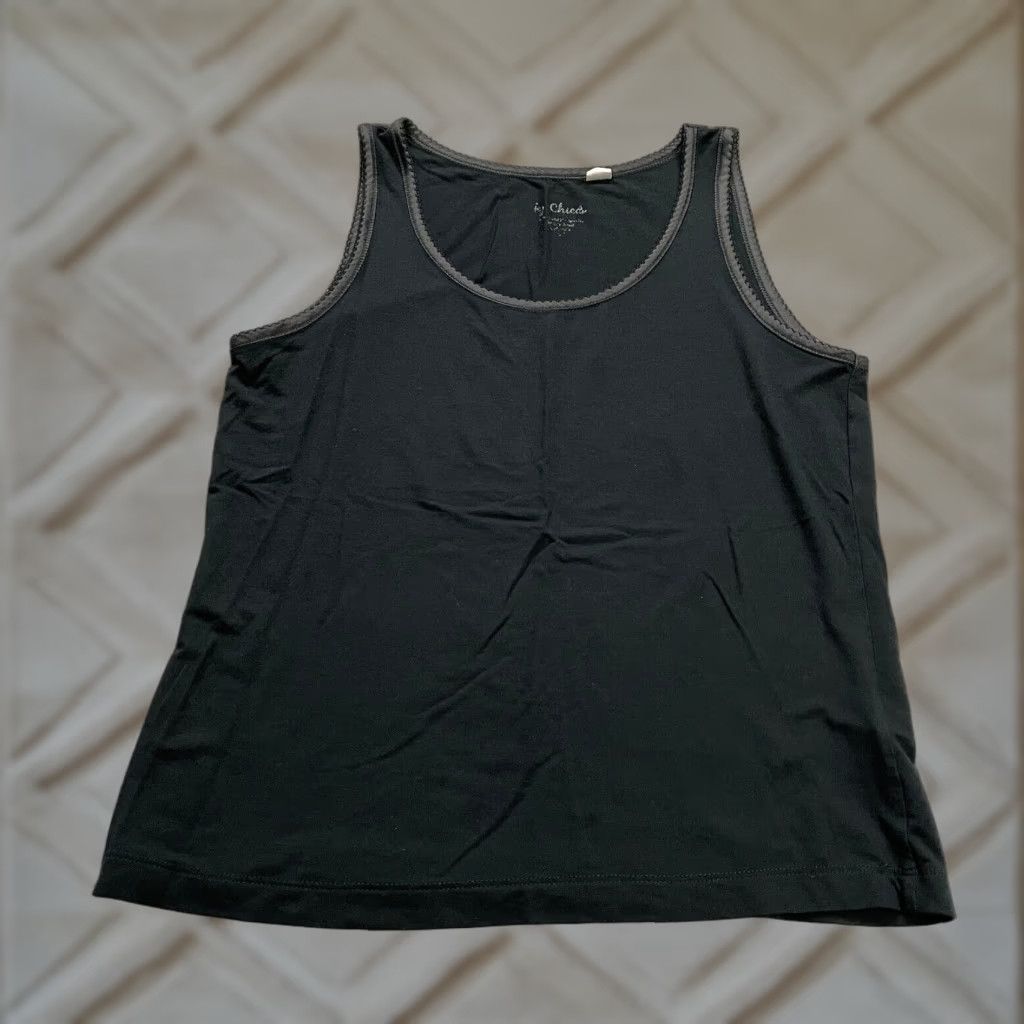 Vintage VINTAGE Chico's Women's Tank Top Shirt Adult Medium Black Cotton Modal Spandex Sleeveless Basic Size M / US 6-8 / IT 42-44 - 1 Thumbnail