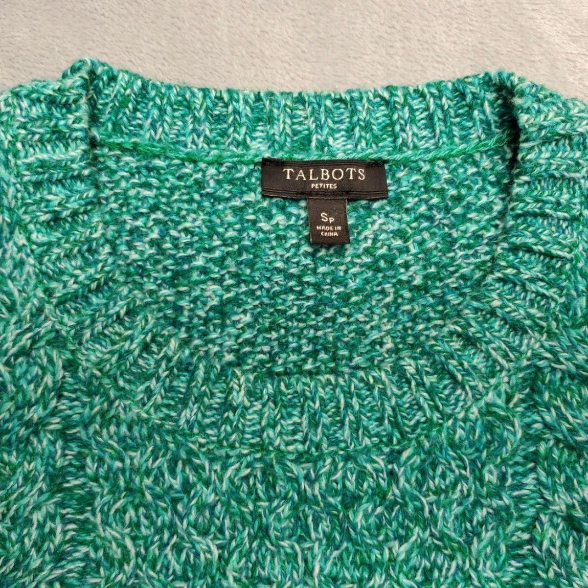 Talbots VINTAGE Talbots Sweater Womens PS Green Merino Wool Blend Cable Knit Side Zip Pullover Crew Neck Long Sleeve Solid 90s Womens Size S / US 4 / IT 40 - 2 Thumbnail
