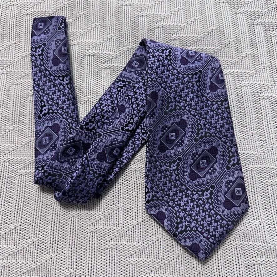 Oleg Cassini Vintage Oleg Cassini mens purple geometric pattern tie Size ONE SIZE - 1 Thumbnail