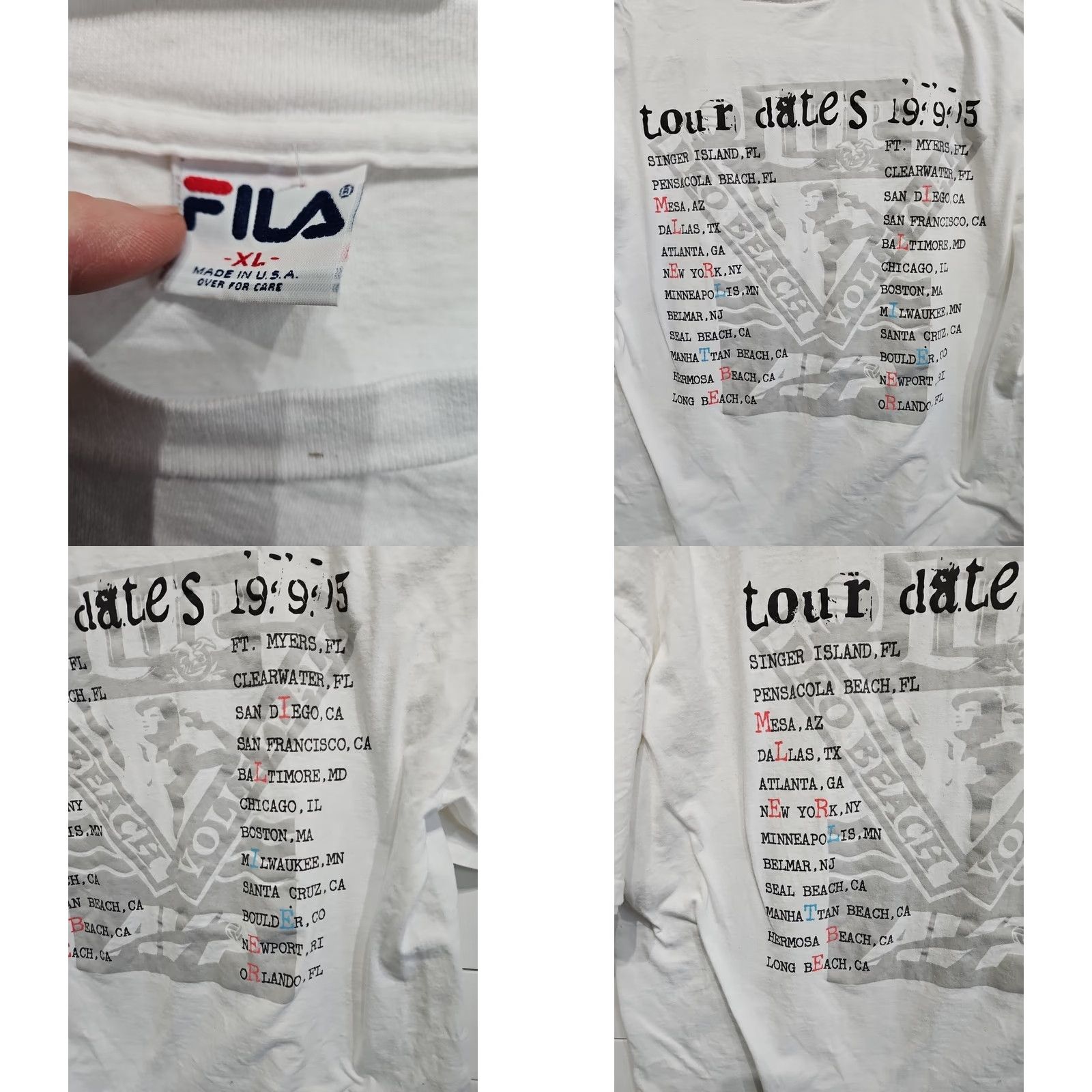 Fila VINTAGE FILA 1995 Pro Beach Volleyball Tour AVP Single Stitch Shirt Men XL White Graphic Print Volleyball Shirt Mens XL Size US XL / EU 56 / 4 - 8 Thumbnail