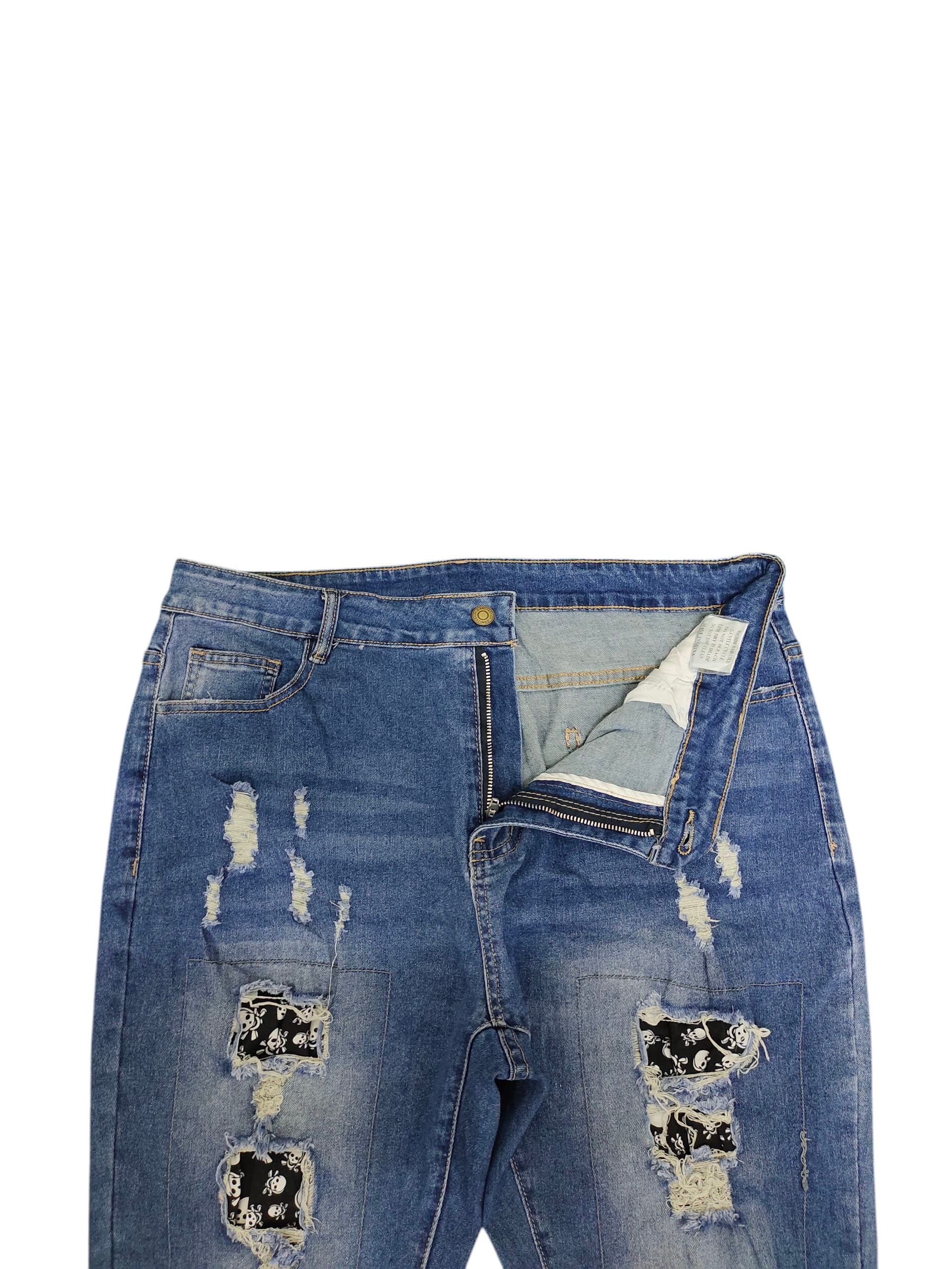 Comme des Garcons × Undercover Japanese Brand Skull Patchwork Distress Denim Jeans Size US 34 / EU 50 - 7 Thumbnail