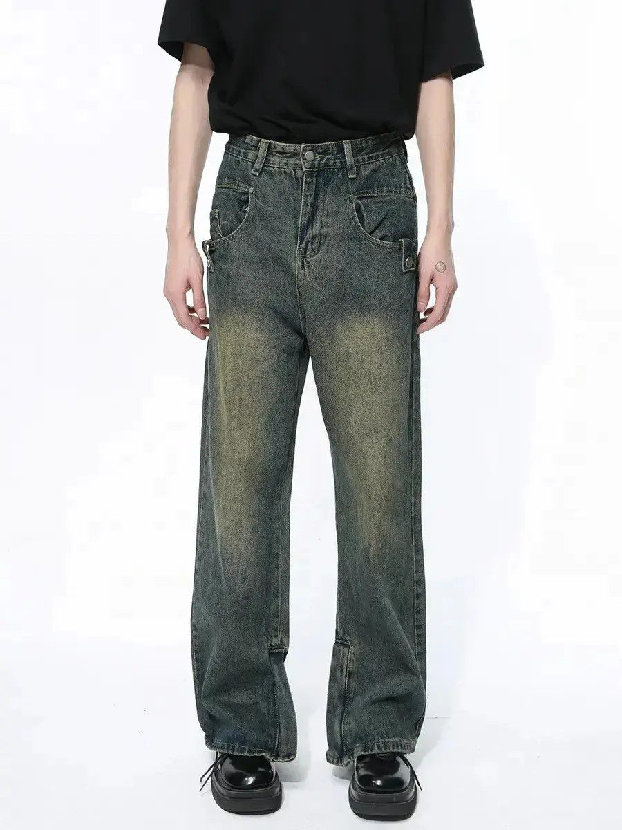 Japanese Brand Retro loose straight zipper jeans Size US 32 / EU 48 - 5 Thumbnail