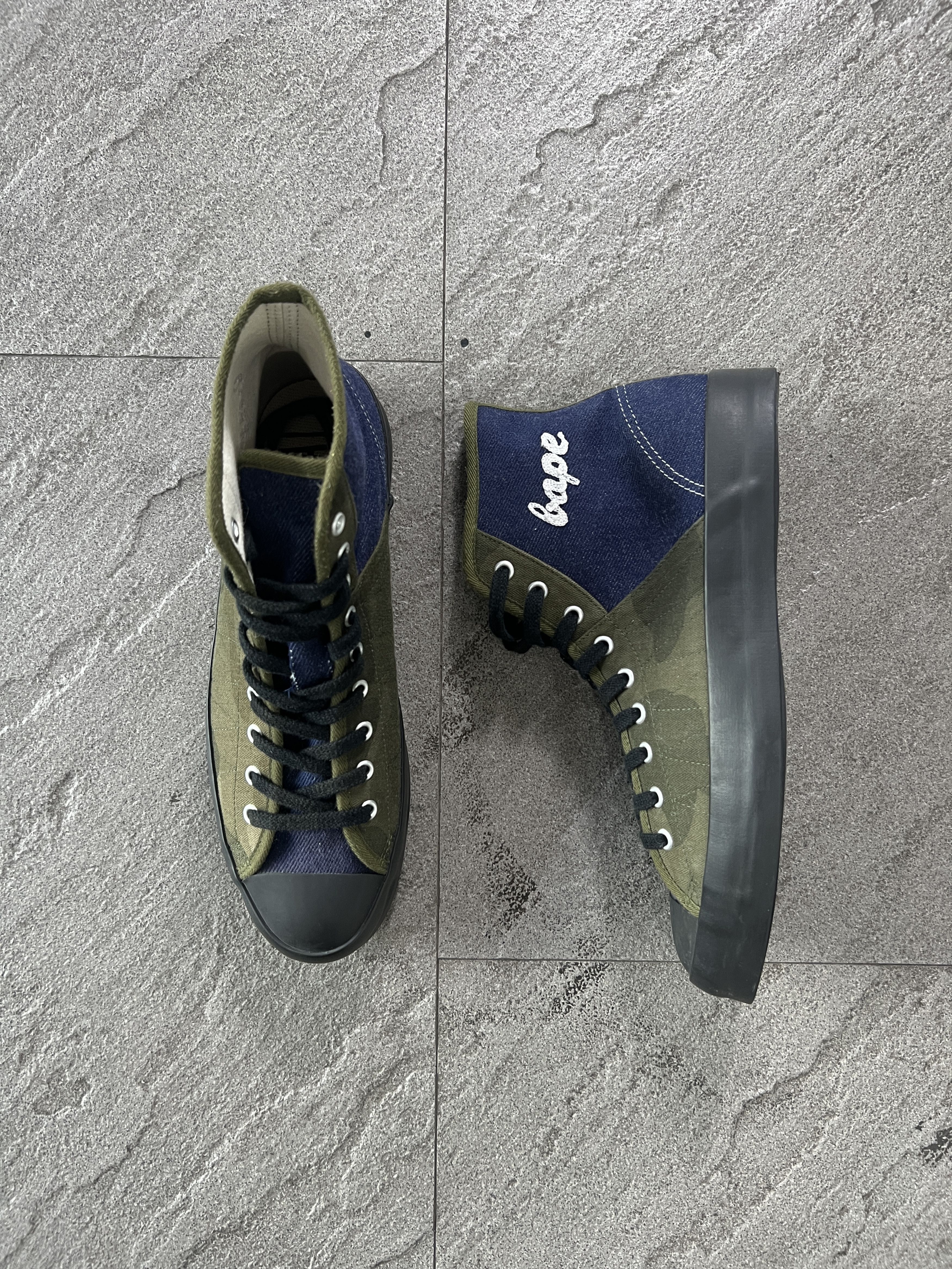 Bape BAPE STA High Top Canvas Sneakers Olive Navy US 8.5 Size US 8.5 / EU 41-42 - 1 Thumbnail