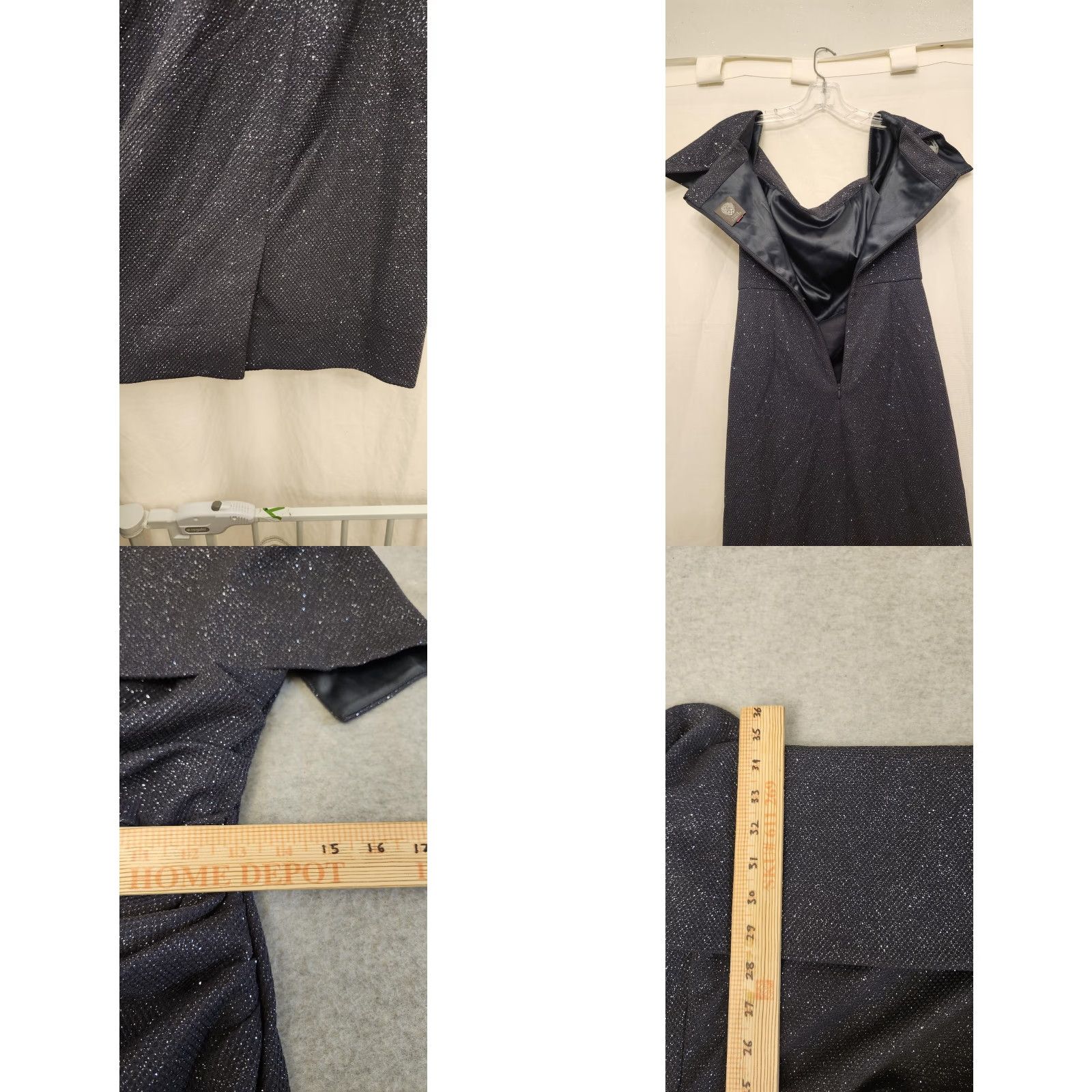 Vince Camuto Vince Camuto Dress Womens Off Shoulder Glitter Ruched Navy Party Sheath Dress Size M / US 6-8 / IT 42-44 - 8 Thumbnail