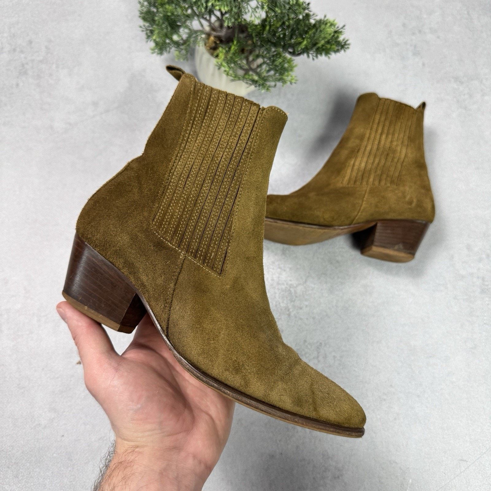 Sandro Sandro Women Western Boots Suede Brown Size 37 US 7 Size US 7 / IT 37 - 1 Thumbnail
