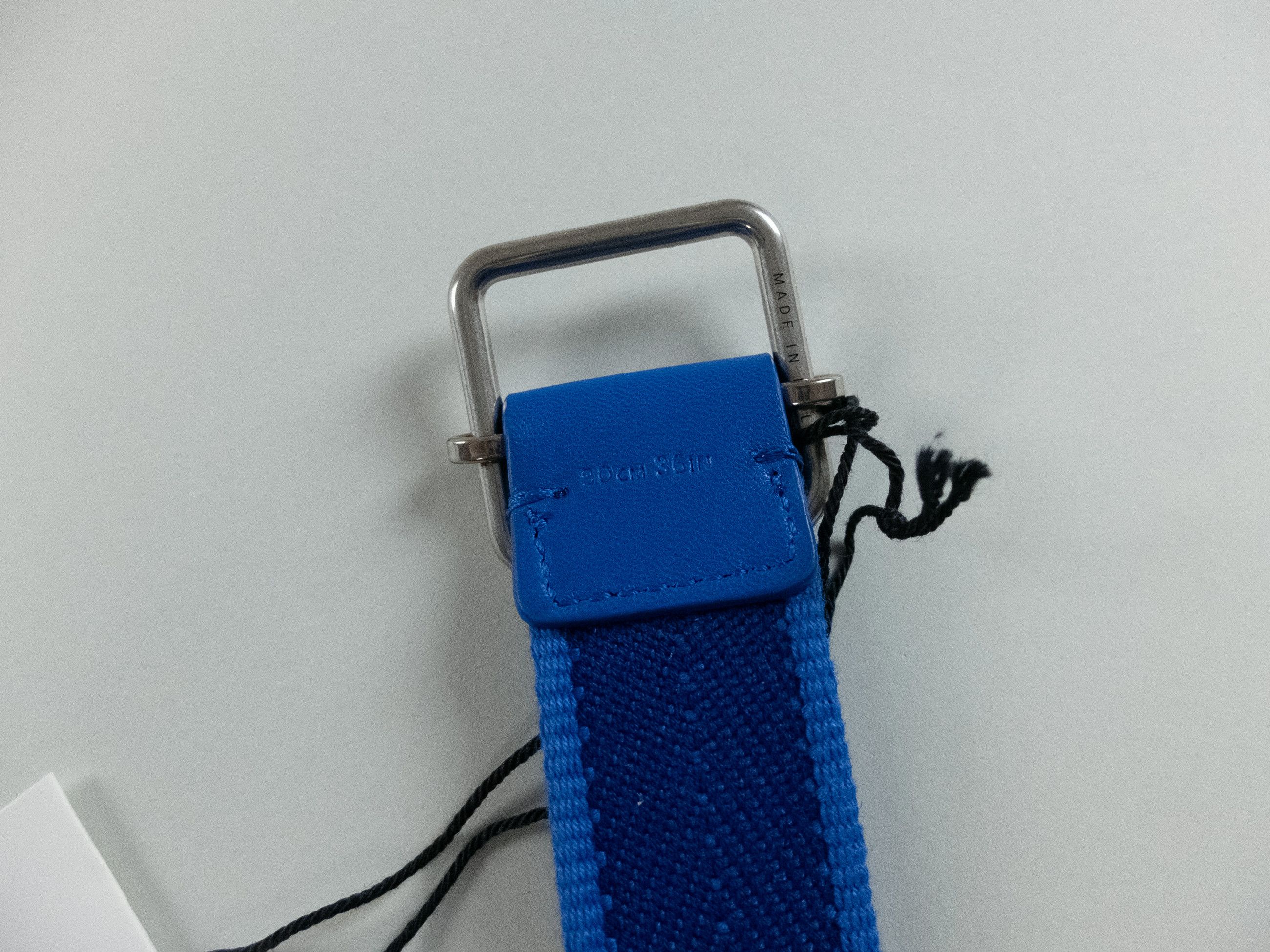 Bottega Veneta BOTTEGA VENETA cobalt blue webbing fabric & leather belt 90 Size 34 - 6 Thumbnail