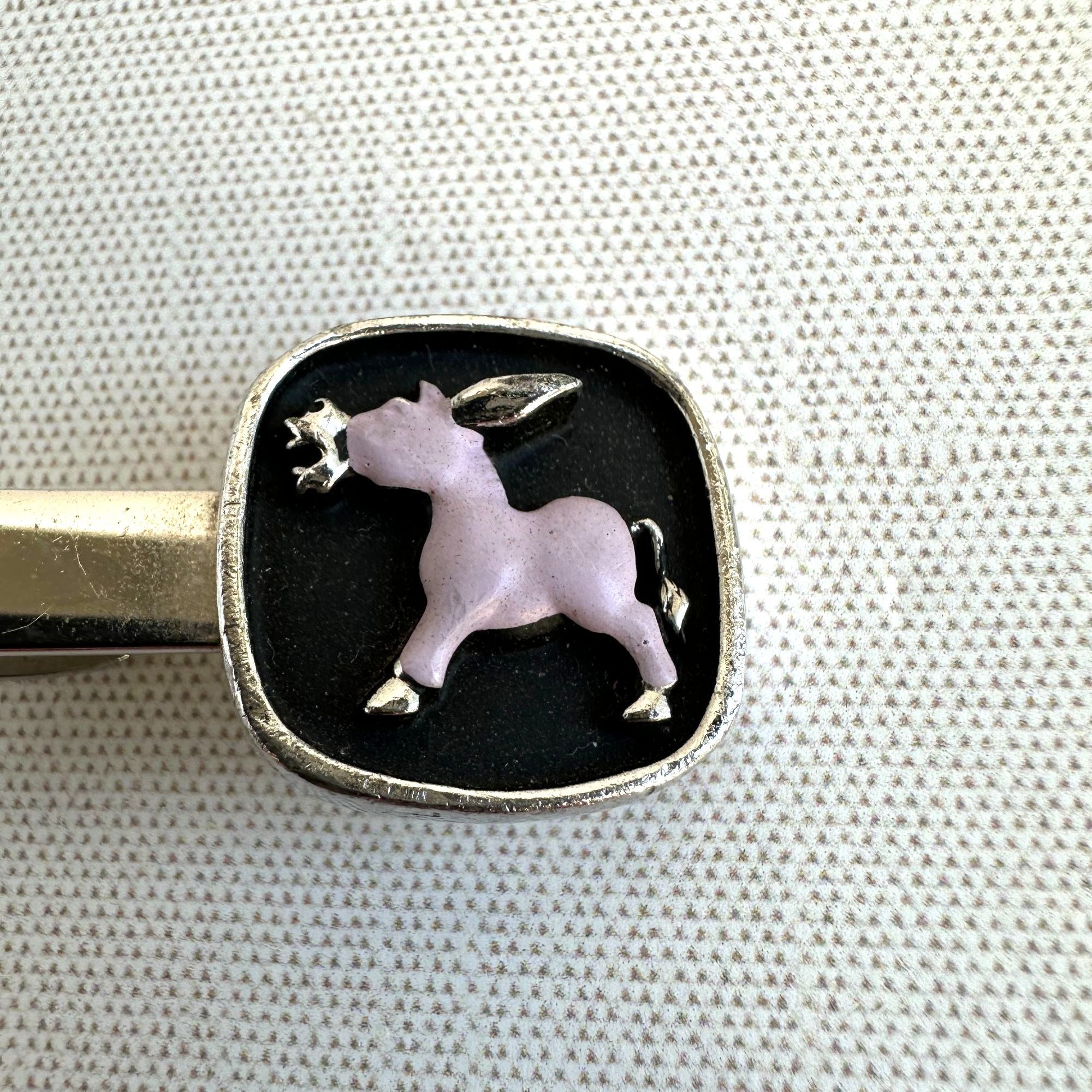 Other Vintage Hickok Silver-Tone Tie Clip With Pink Donkey Design Size ONE SIZE - 2 Thumbnail