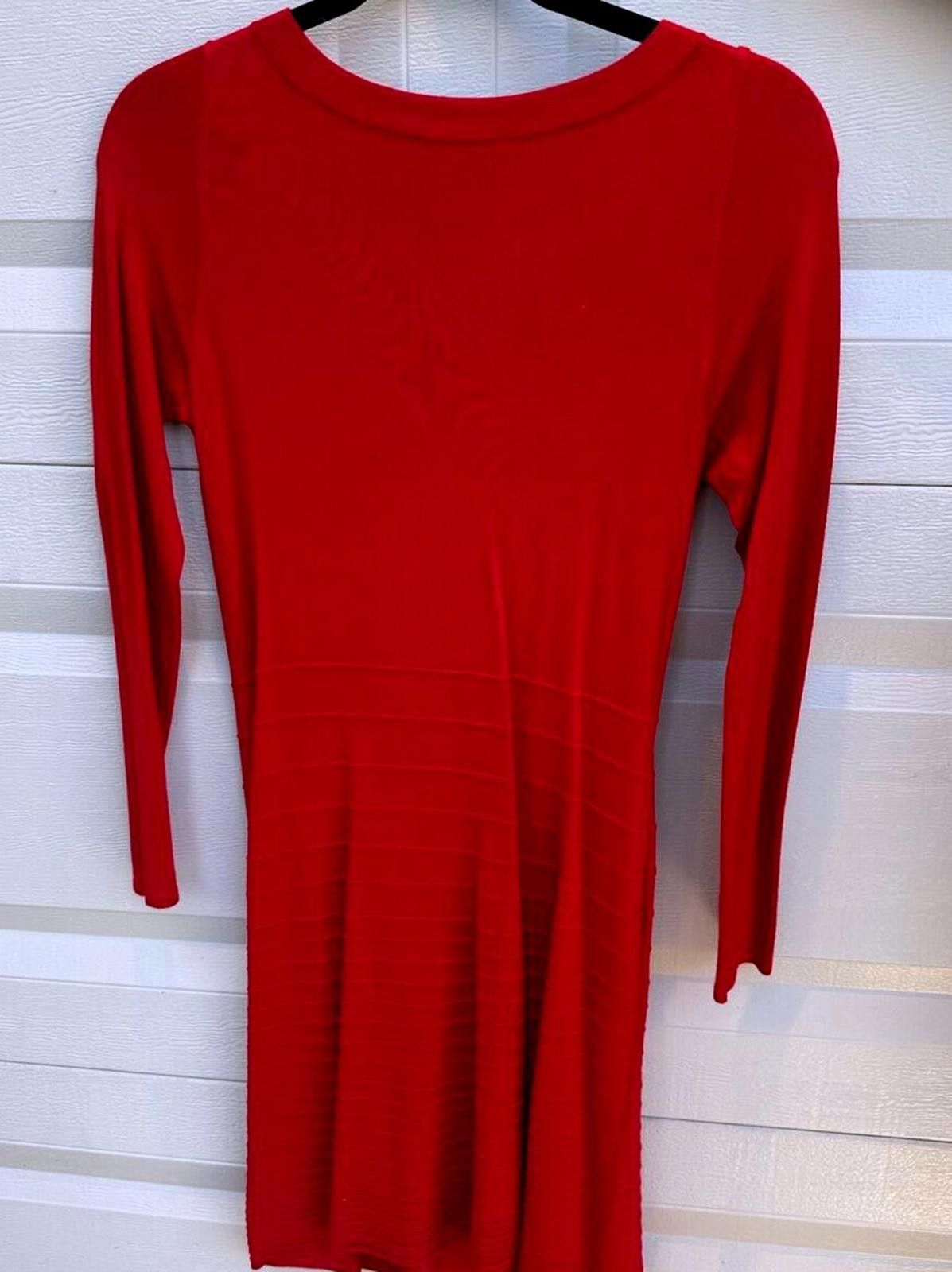 Designer Red Long Sleeve Cutout Dress By INC Size M / US 6-8 / IT 42-44 - 2 Thumbnail