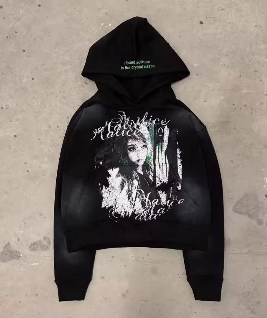 Other Fashion Punk Y2K Grunge Retro Alice Gothic Pocket Hoodies Size US XL / EU 56 / 4 - 1 Thumbnail