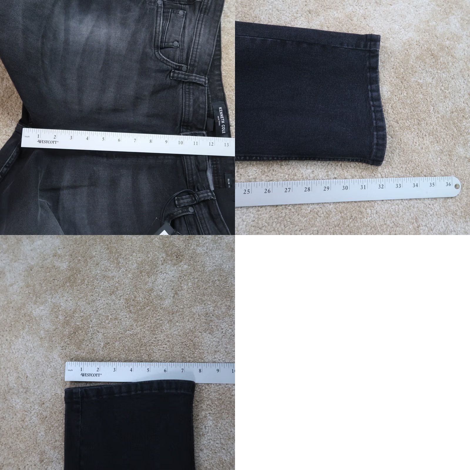 Kenneth Cole kenneth cole Slim Fit Jeans Men 36x32 Black Straight Leg Denim New with Tags Regular 5-Pocket Stretch Modern Preppy Clothing Mens Size US 36 / EU 52 - 9 Thumbnail