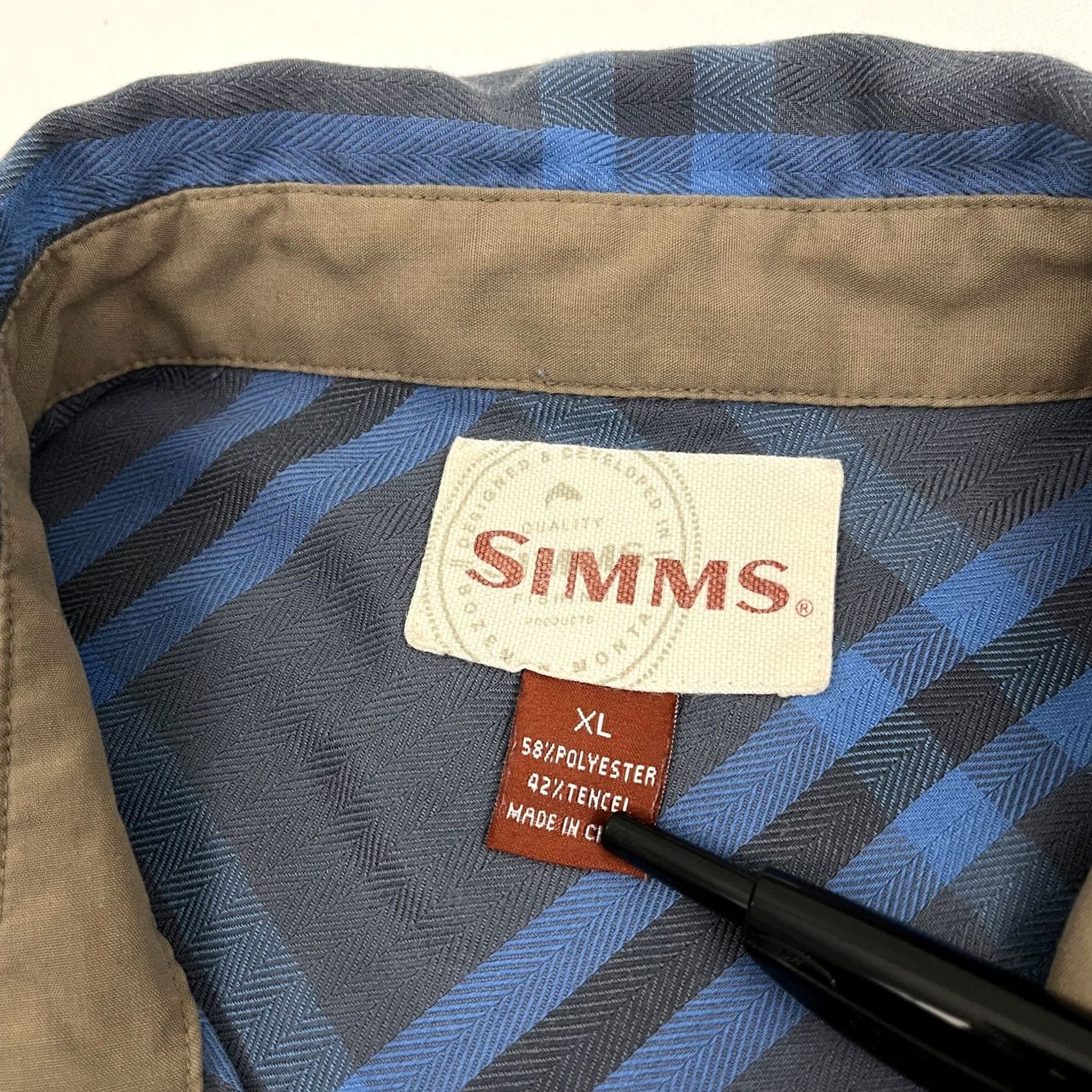 Vintage Simms Shirt Mens XL Blue Flannel Gray Plaid Stretch Fishing Hiking Outdoors Size US XL / EU 56 / 4 - 2 Thumbnail