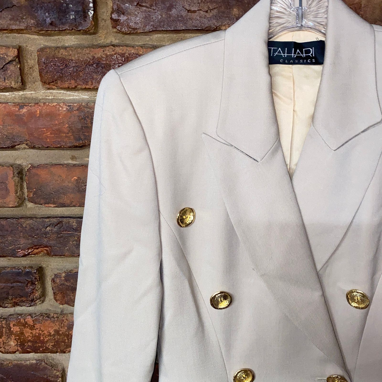 Other NWT Tahari Vintage Beige Wool Double Breasted Trench Coat 2 Size XS / US 0-2 / IT 36-38 - 2 Thumbnail