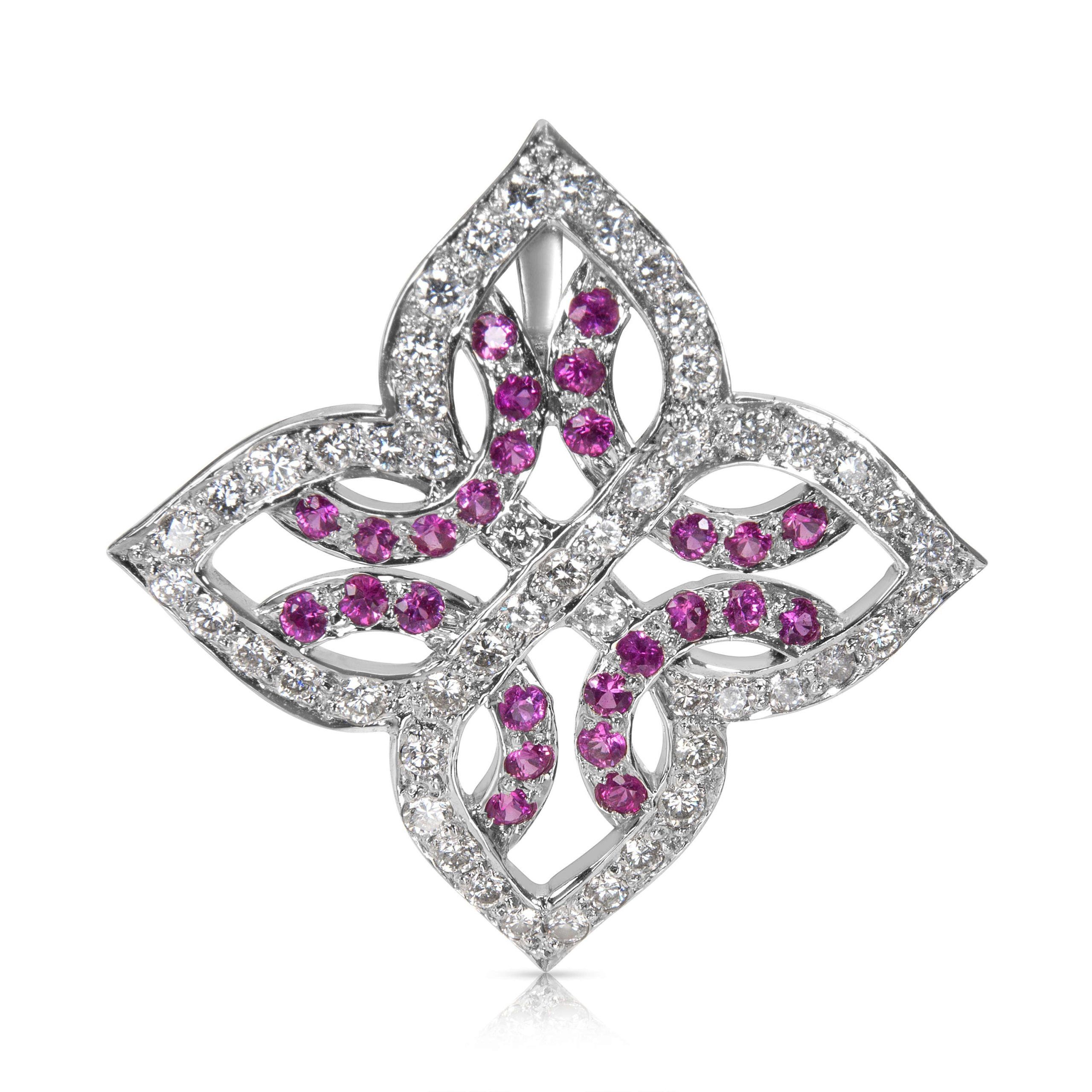 image of Louis Vuitton Pink Sapphire & Diamond Pendant In 18K White Gold (0.47 Ctw), Women's