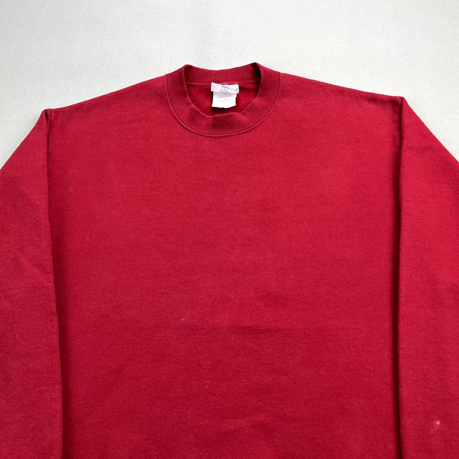 Jerzees × Vintage Vintage Red Sweatshirt Medium Jerzees Blank Basic Crewneck Size US M / EU 48-50 / 2 - 2 Thumbnail