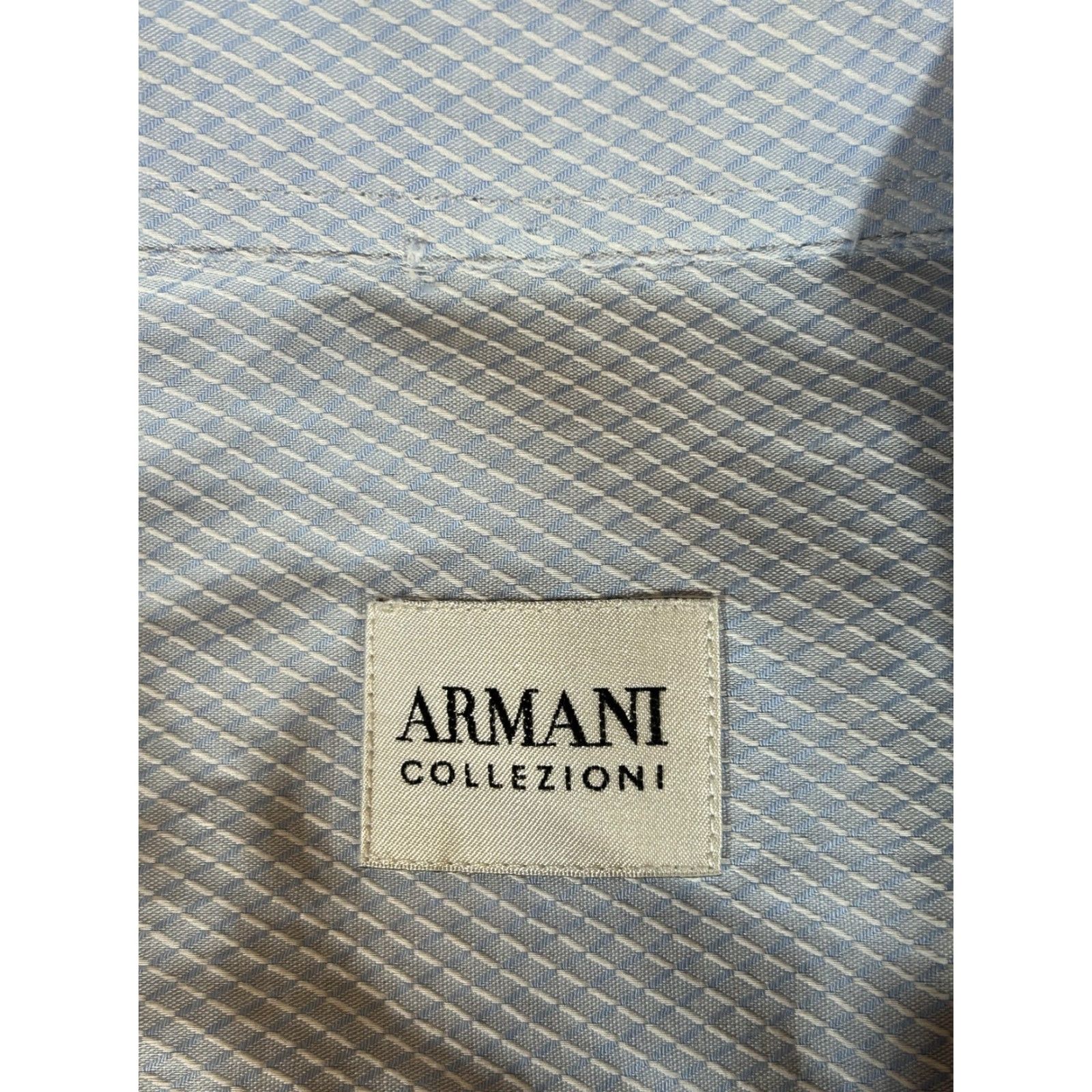 Armani Armani Collezioni Shirt Men Large Blue Long Sleeve Dress Cotton Business Office Formal 15.5 Size 42R - 7 Thumbnail