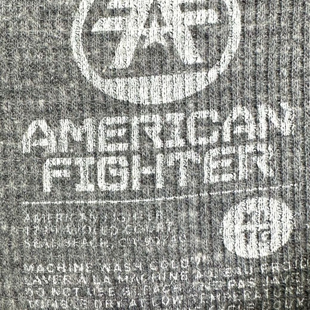 Vintage VINTAGE American Fighter Shirt Mens XL Grey Graphic Thermal Waffle Knit Long Sleeve Tee Size US XL / EU 56 / 4 - 5 Thumbnail
