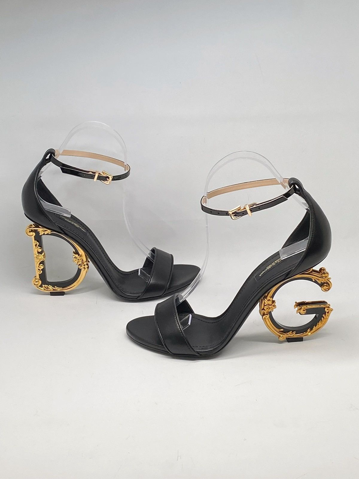 Dolce & Gabbana Dolce&Gabbana Sculpted-Heel DG Leather Sandals size 38 Size US 8 / IT 38 - 1 Thumbnail