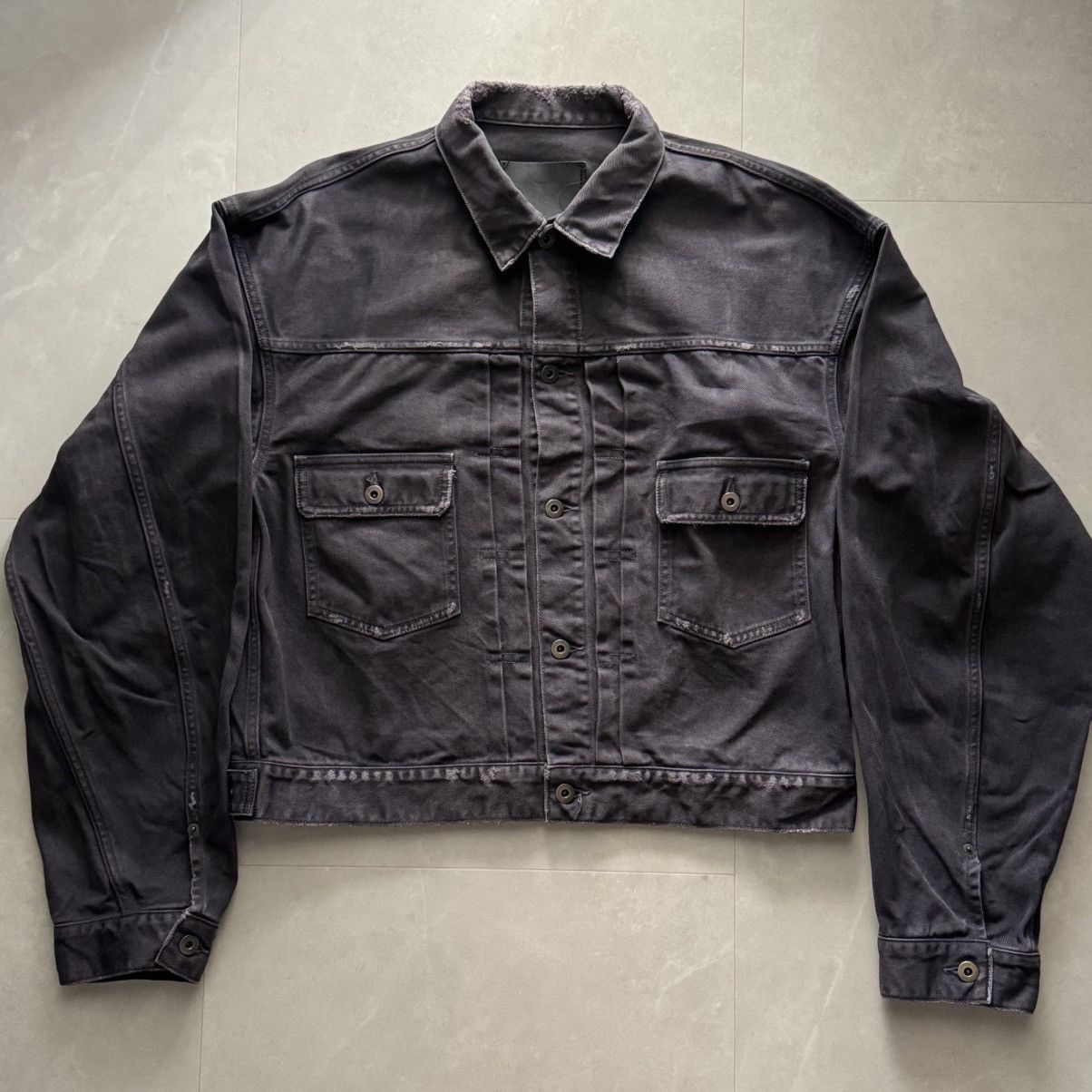 Vuja De Vuja De Kirk heavy work jacket in canvas nappa leather