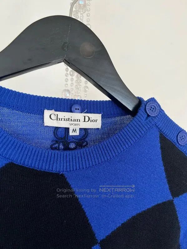 Dior Dior Blue Knit Sweater with Argyle Pattern . Size M / US 6-8 / IT 42-44 - 2 Thumbnail