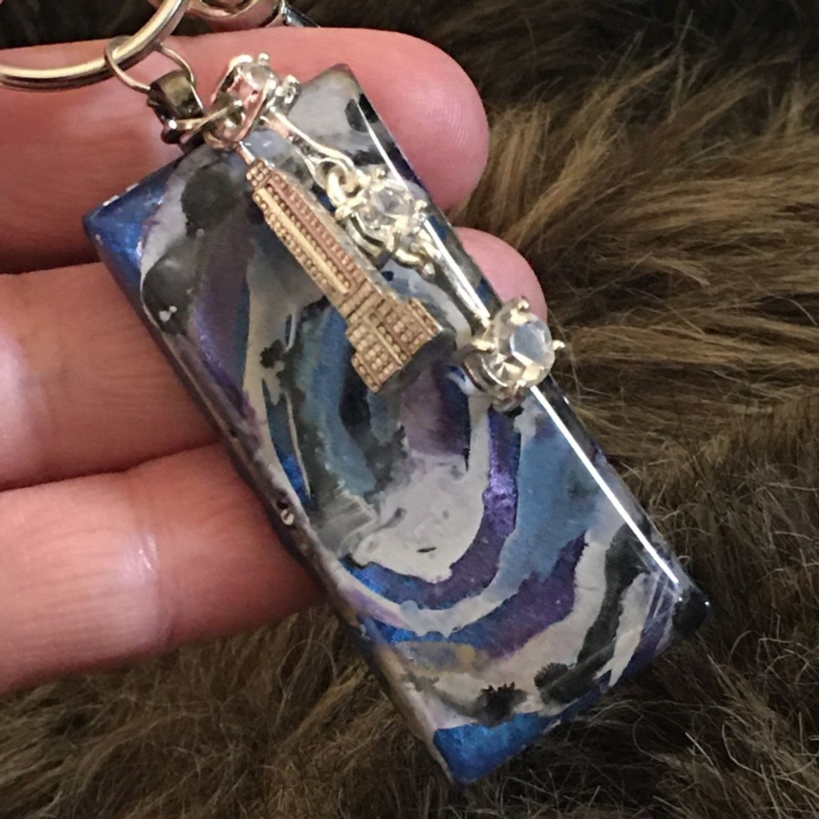 Handmade Vintage repurpose salvaged estate gem keychain Size ONE SIZE - 3 Thumbnail