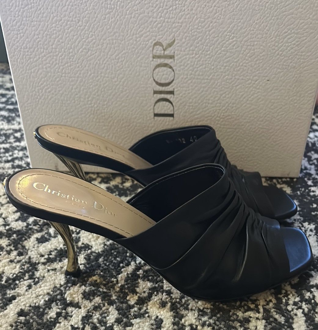 Dior Christian Dior D-Fame Heeled Sandal Black Pleated Lambskin Size US 10 / IT 40 - 8 Thumbnail