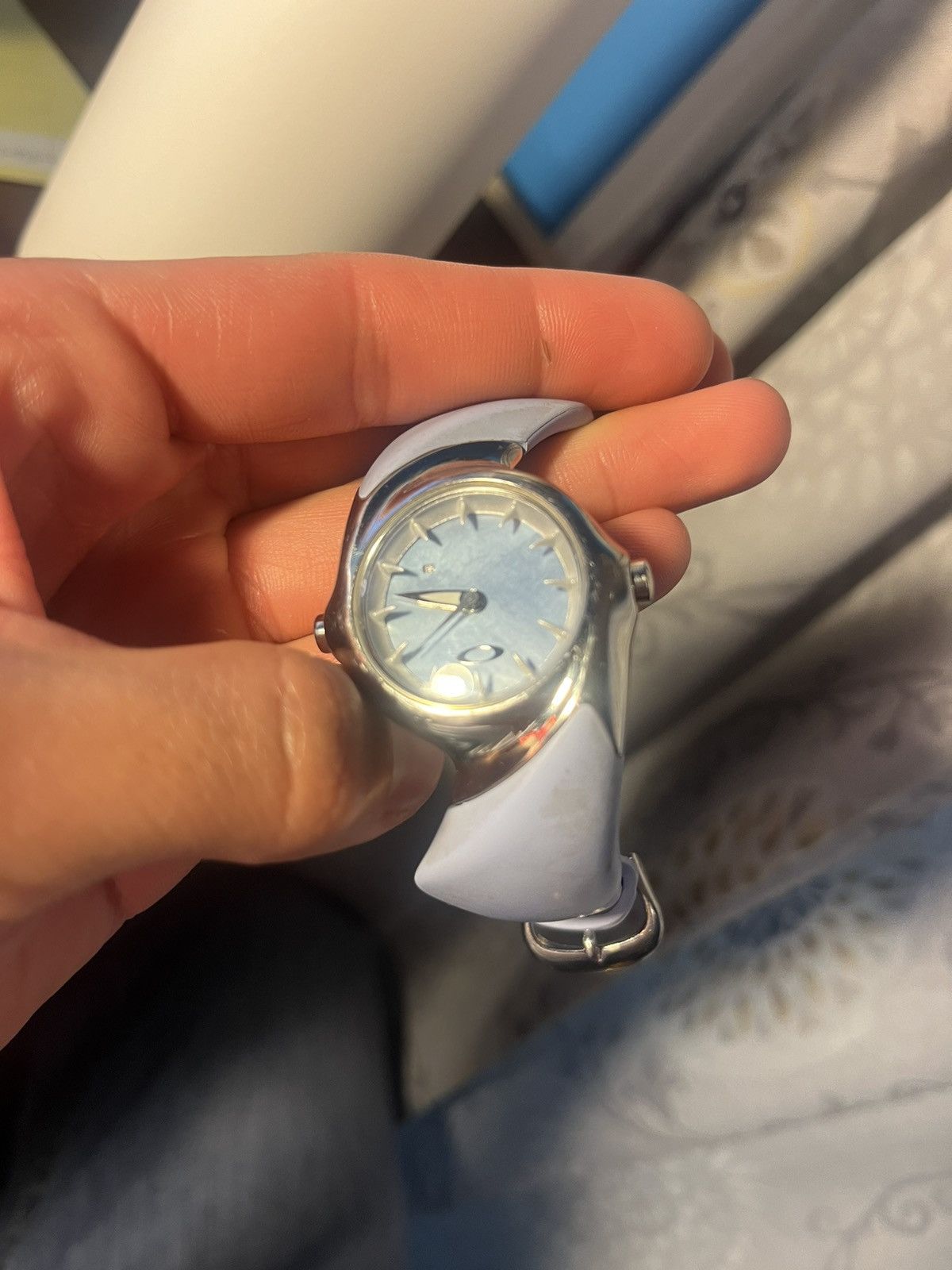 image of Oakley Archive Crush 2.5 Mother Of Pearl Powder Blue Watch in Baby Blue, Men's