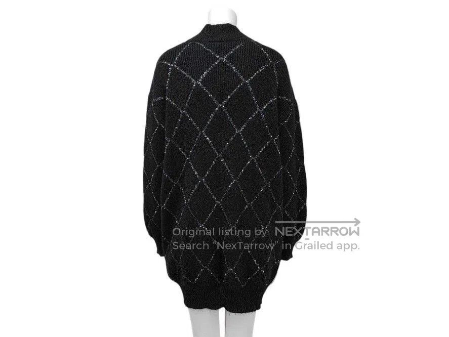 Saint Laurent Paris Saint Laurent Black Sequin Diamond Cardigan. Size XS / US 0-2 / IT 36-38 - 2 Thumbnail