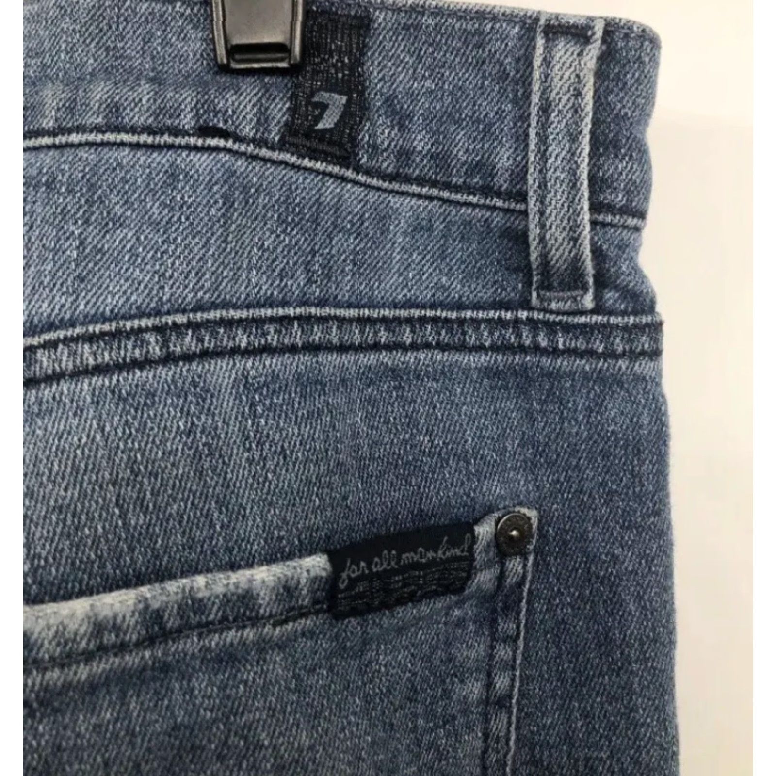 7 For All Mankind Men's 7 For All Mankind Slimmy Jeans Distressed Blue Denim 34x31 Bootcut Size 34 Regular Mens Jeans Distressed Blue Denim 7 For All Mankind Slimmy Size US 34 / EU 50 - 7 Thumbnail