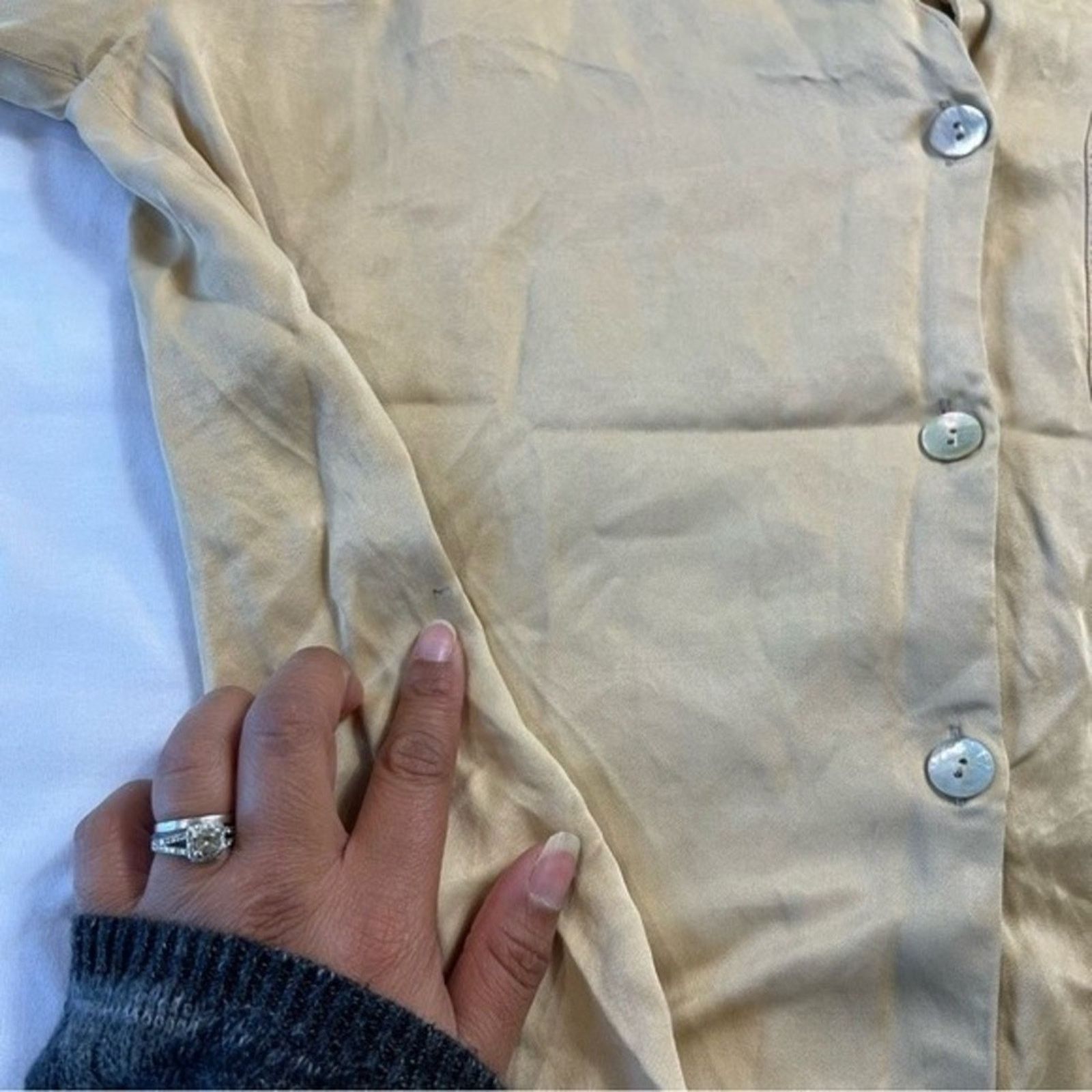 Zara Zara Women's Top Medium Light Tan Blouse Button Front Size M / US 6-8 / IT 42-44 - 7 Thumbnail