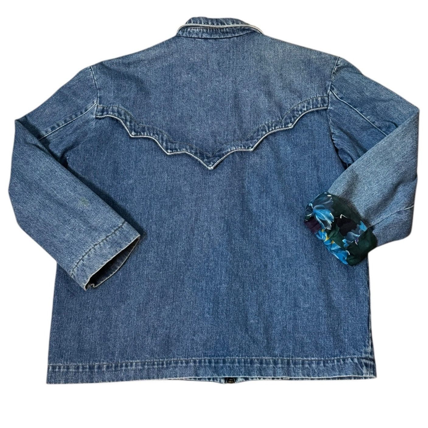 Vintage Vtg Denim Blue Jacket Blue Purple floral lining zip closing Size M / US 6-8 / IT 42-44 - 2 Thumbnail