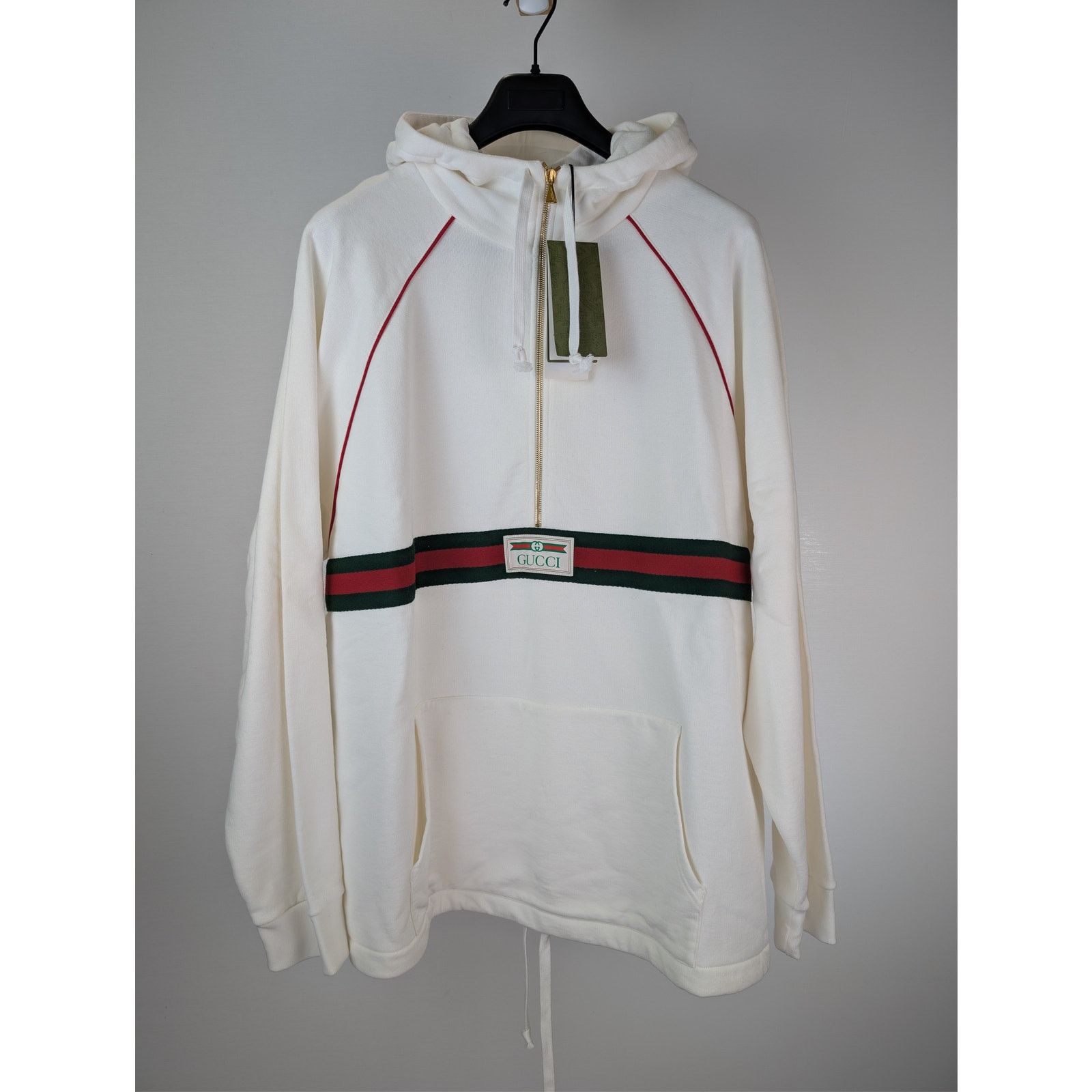 Gucci o1rshd1 Light Felted Cotton Jersey Hoodie Sweatshirt Ivory Size US XL / EU 56 / 4 - 2 Thumbnail