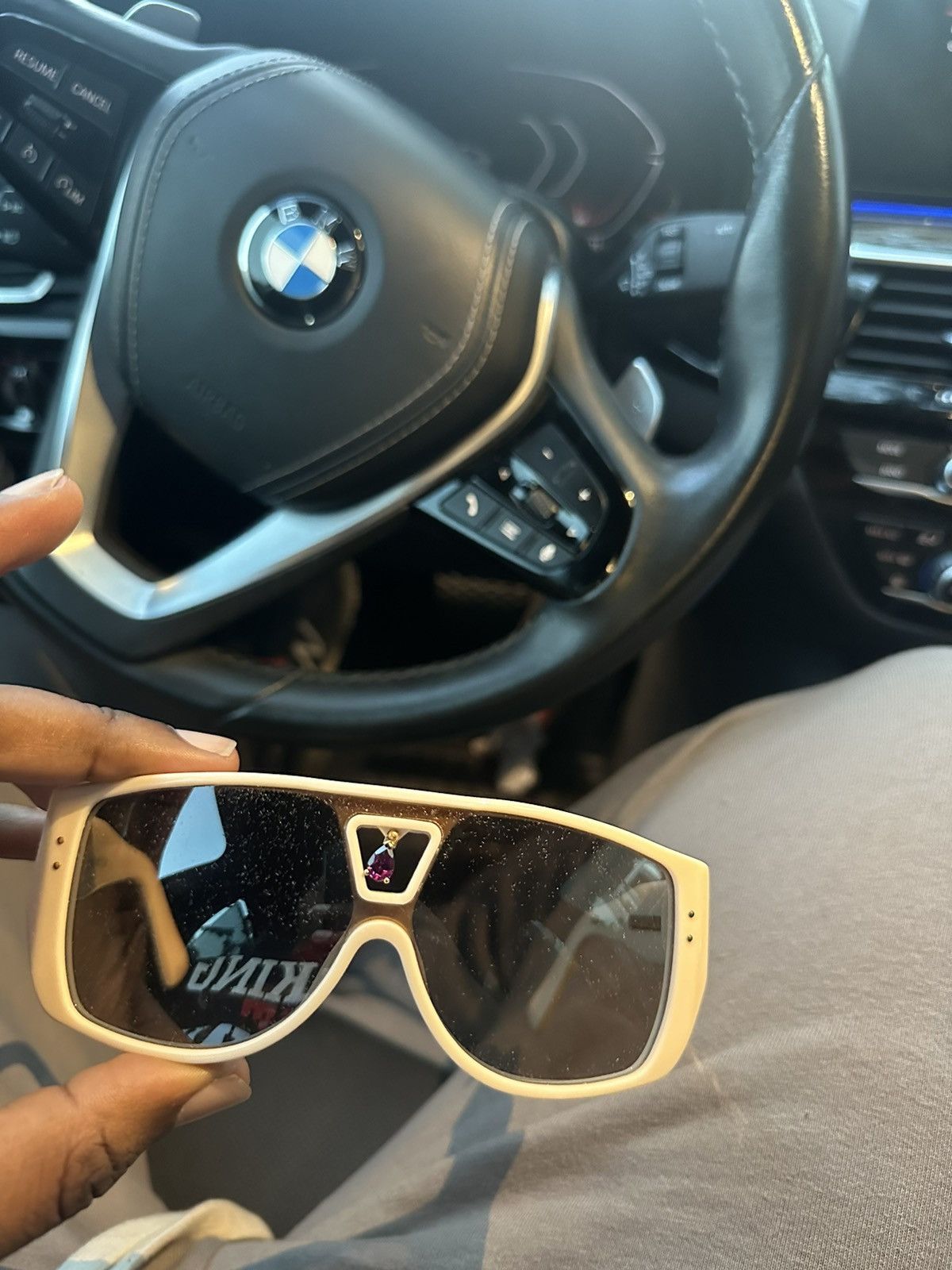 image of Louis Vuitton 06 Bindi Sunglasses in White, Men's