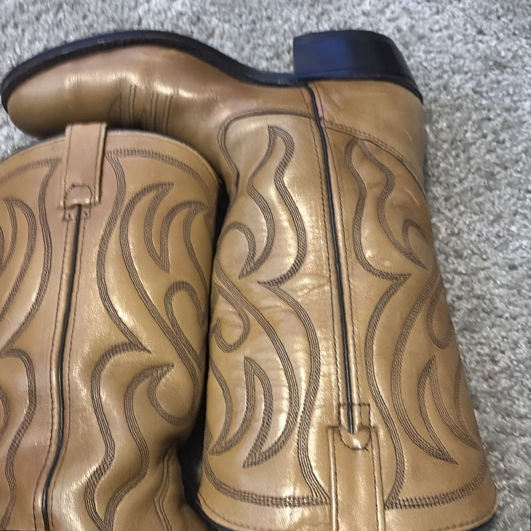 Vintage VINTAGE Iron Age Safety Toe Cowboy Boots Brown Tan Leather Western Boots Men 7 1/2 D Size US 7 / EU 40 - 4 Thumbnail