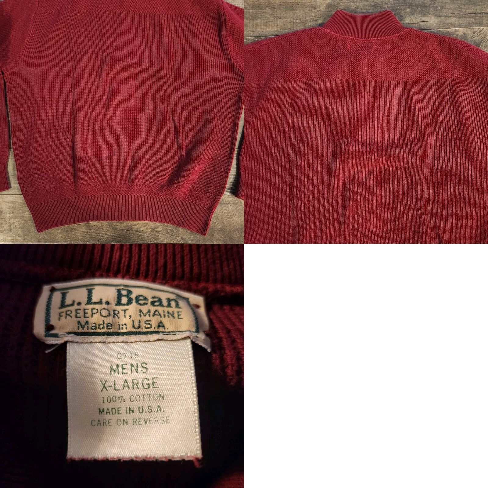 Vintage VINTAGE LL Bean Henley Sweater Mens XL Red Burgundy Cotton Knit Made In USA Size US XL / EU 56 / 4 - 8 Thumbnail