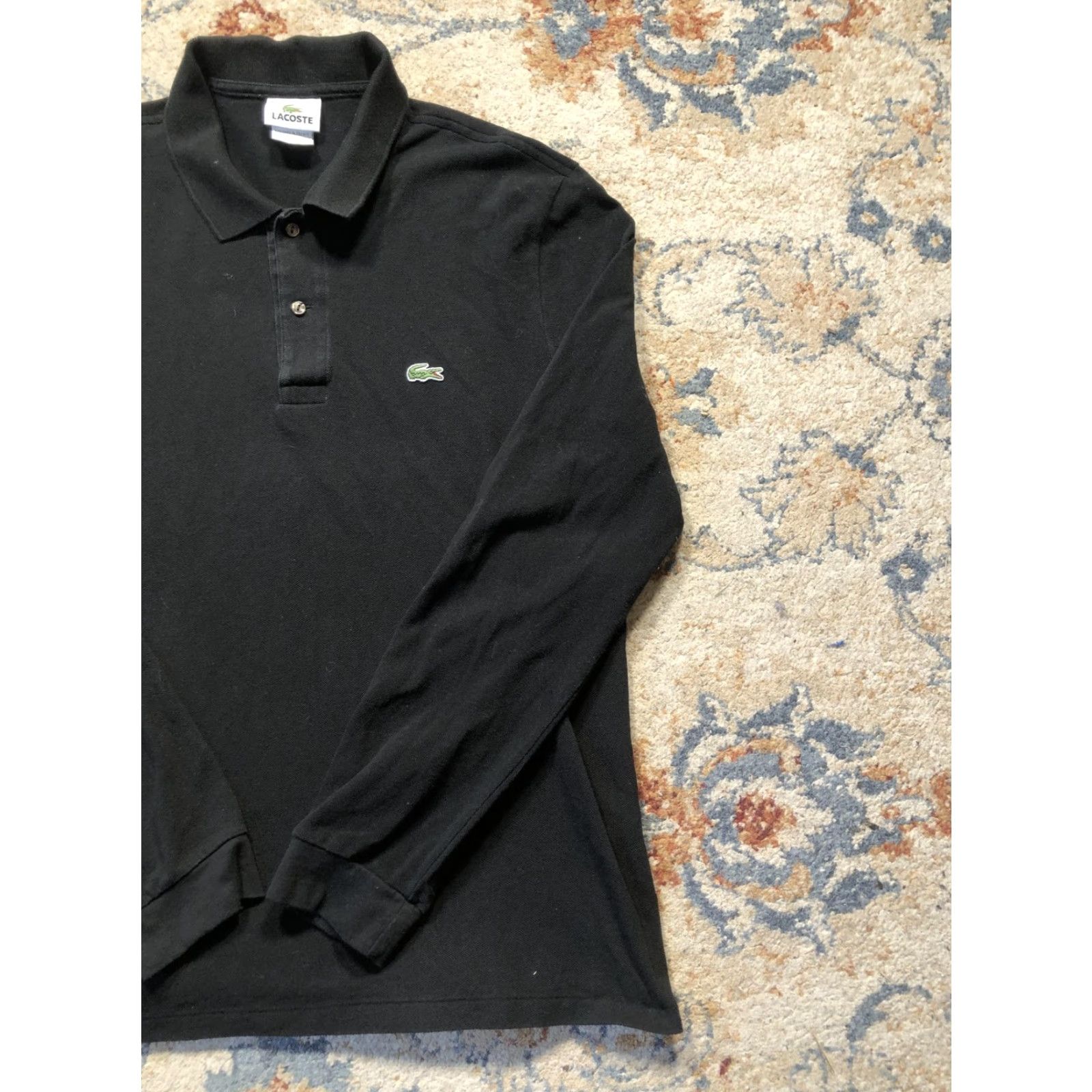 Lacoste Lacoste Polo Shirt Mens XL Black Long Sleeve Pique Croc Logo Golf Casual Size US XL / EU 56 / 4 - 4 Thumbnail