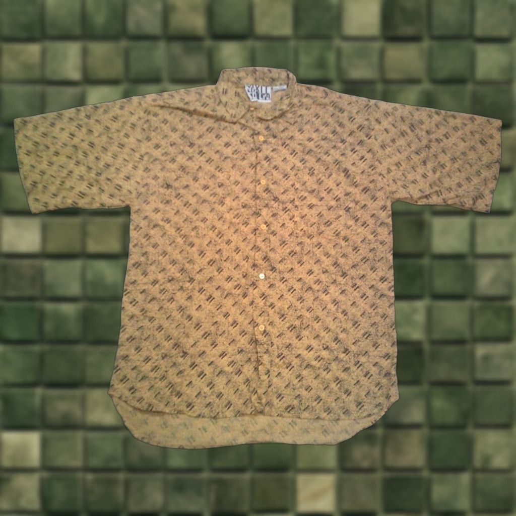 Vintage VINTAGE NIXLT Button Up Shirt Mens Large Yellow 90s Geometric Knit Short Sleeve Casual Mens L Shirt Size US L / EU 52-54 / 3 - 1 Thumbnail