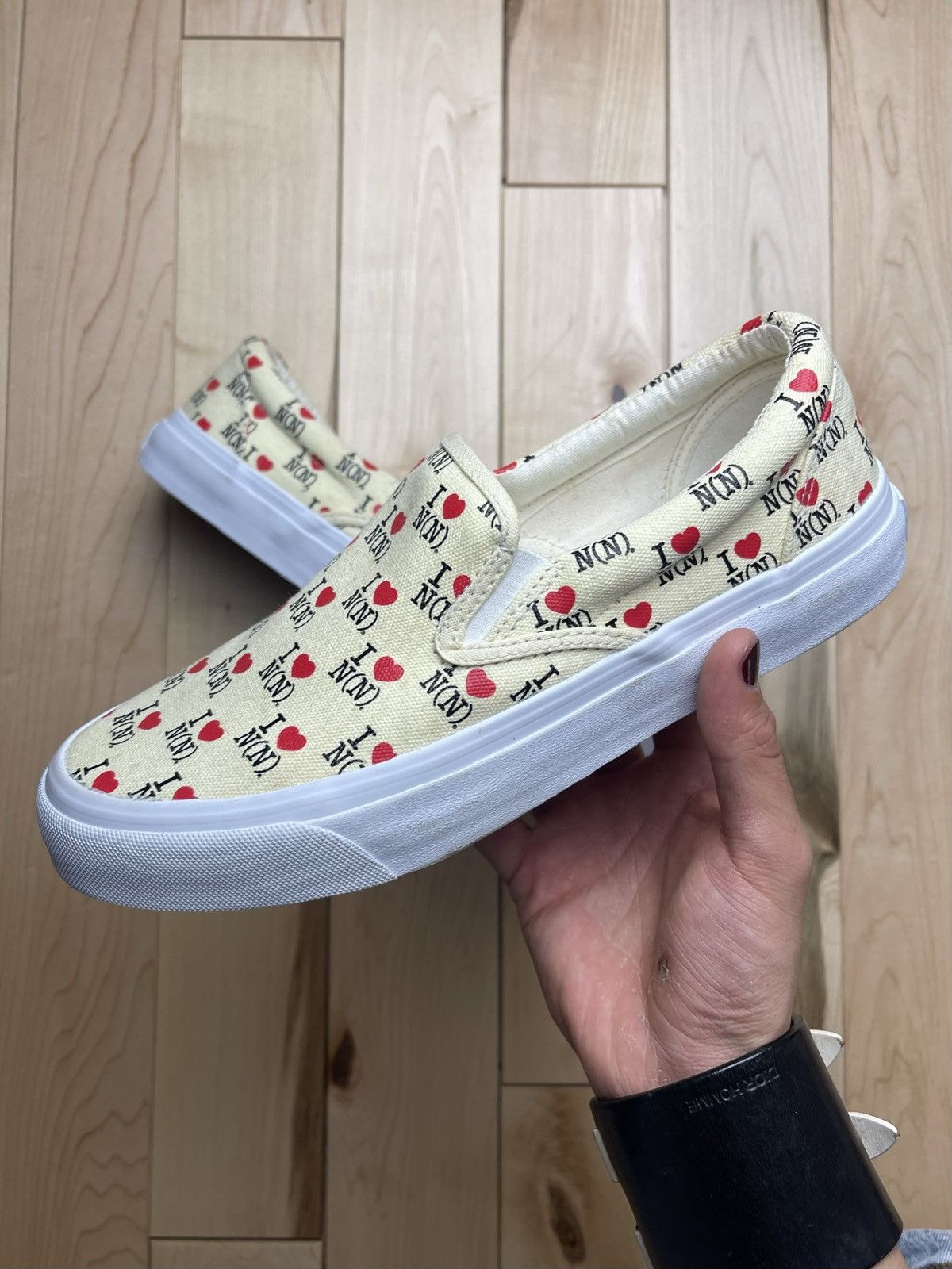 Number (N)ine I❤️N(N) Cream Slip On Sneakers Size US 7.5 / EU 40-41 - 1 Thumbnail