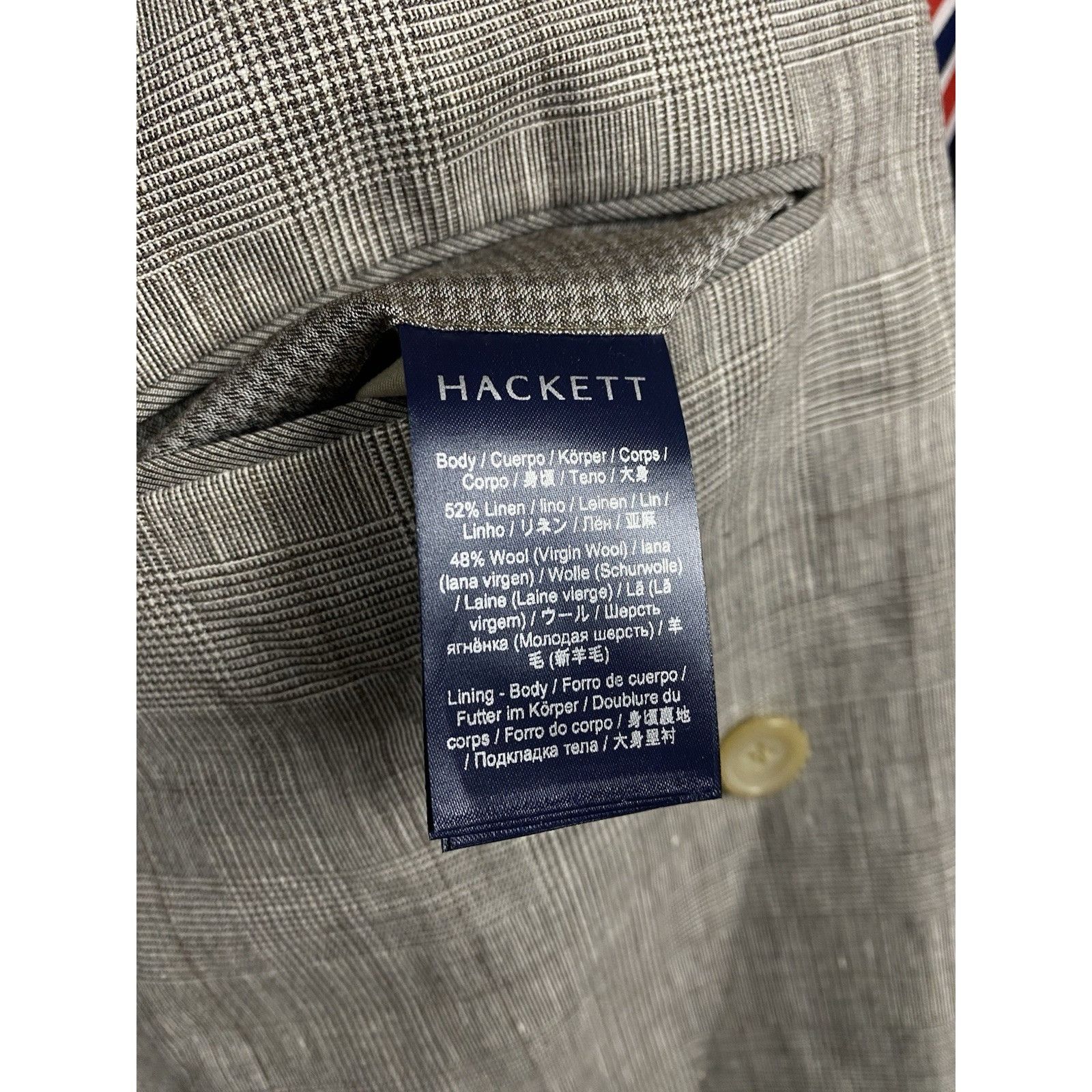 Hackett NWT GREAT Hackett Saville Row Gray Checked Linen Double Brea Size 48R - 13 Thumbnail
