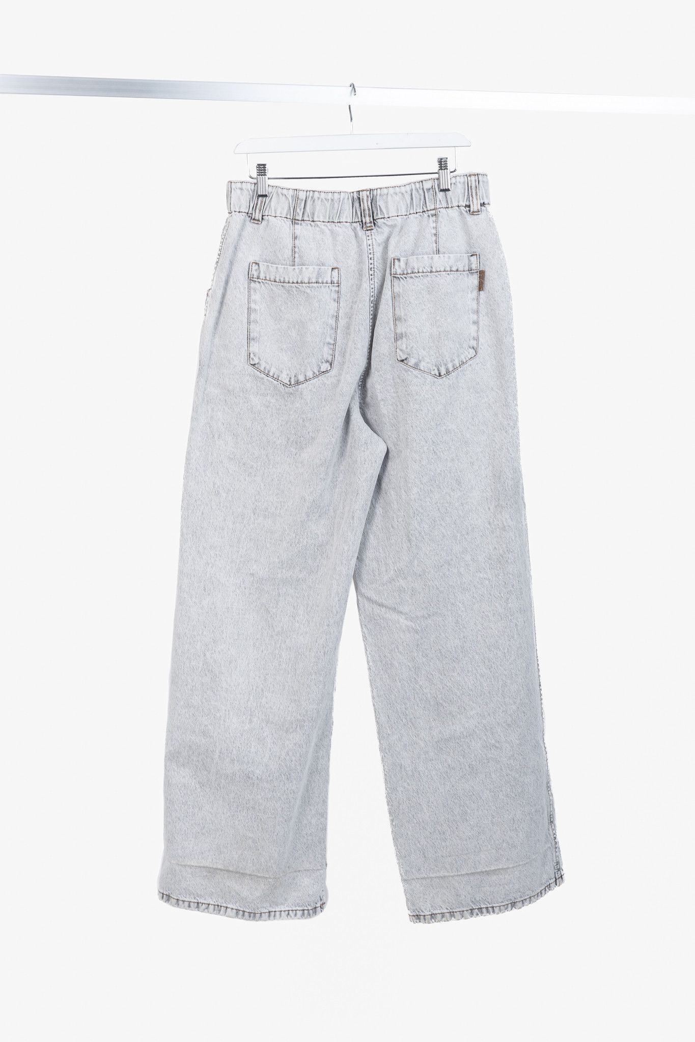 Brunello Cucinelli Brunello Cucinelli Acid-Wash Elastic-Waist Wide-Leg Jeans Size 34" / US 12 / IT 48 - 2 Thumbnail