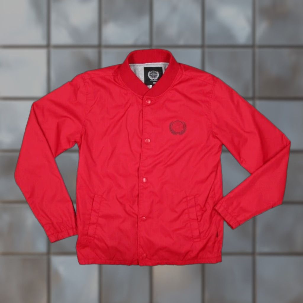 Coach The Berrics Mens Red Snap Up Coach Fleece Lined Jacket - Nylon Polycotton - Short Coat - Logo, Pockets - Classic Fit - M Size US M / EU 48-50 / 2 - 1 Thumbnail