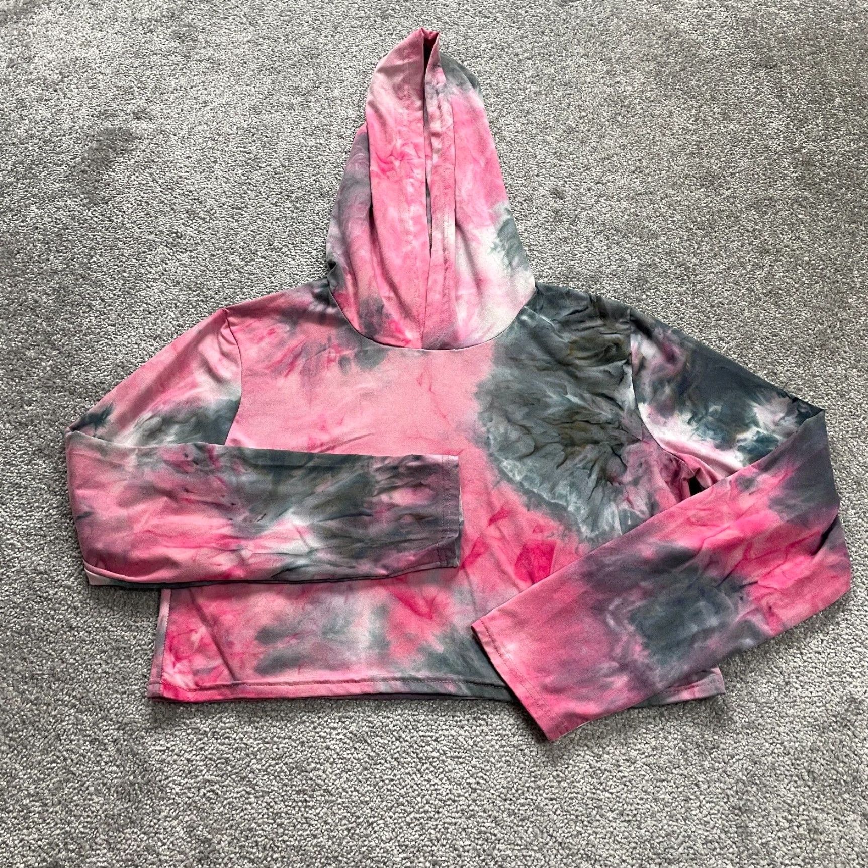 Vintage Unbranded 2 Piece Lounge Set Sweatpants Cropped Hoodie Jacket Juniors XL Tie Dye Size XL / US 12-14 / IT 48-50 - 2 Thumbnail