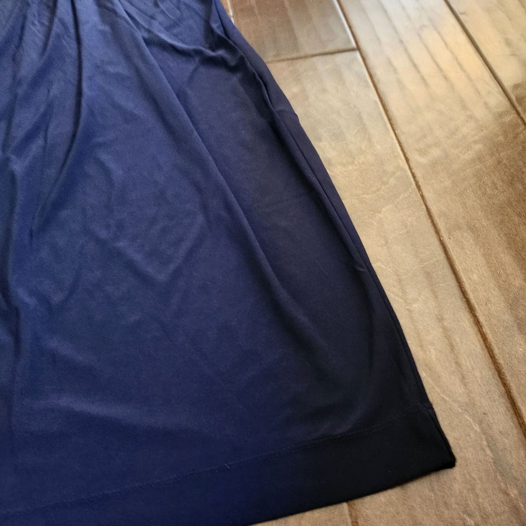 Vintage Jonathan Martin Women's Navy Blue Sleeveless Maxi Dress Size 14 - Long Polyester Spandex Size XL / US 12-14 / IT 48-50 - 7 Thumbnail