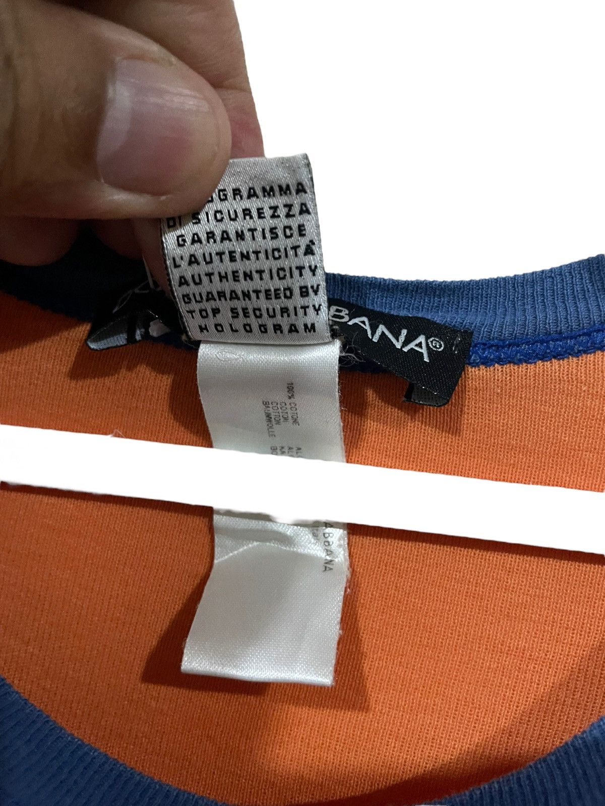 Dolce & Gabbana VTG '90s Dolce & Gabbana Italia Solarized Orange Ringer Tee Size S / US 4 / IT 40 - 15 Thumbnail